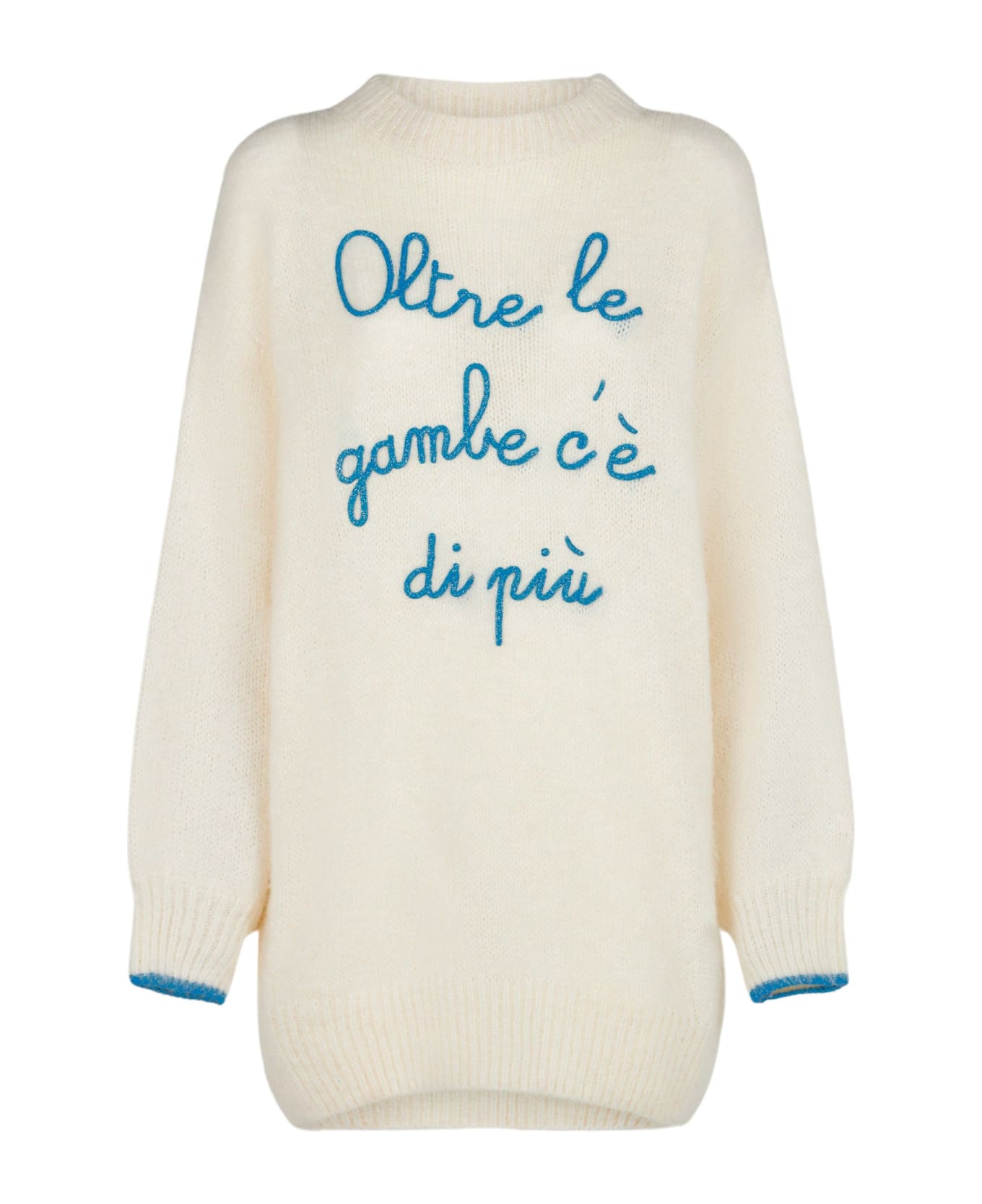 MC2 Saint Barth Woman Ultra Soft Knit Dress With Oltre Le Gambe C'è Di Più Embroidery | Niki Dj Special Edition - WHITE