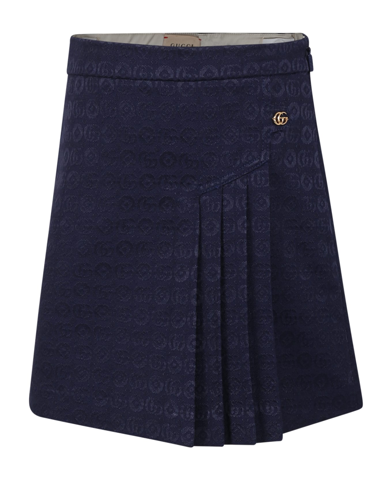 Gucci Blue Skirt For Girl With Double G - Blue