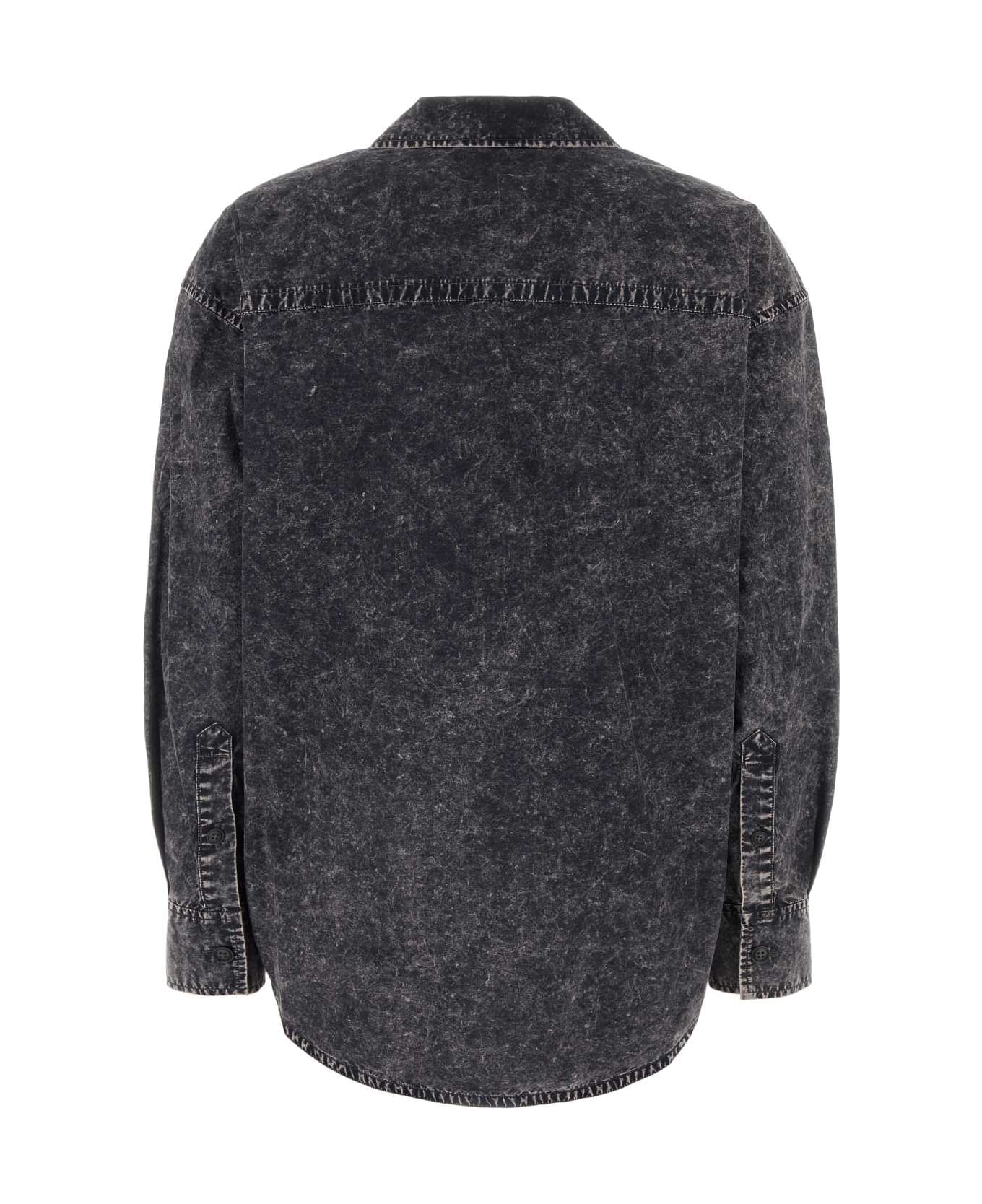 T by Alexander Wang Black Cotton Oversize Shirt - ACIDCHARCOALBRINDLE