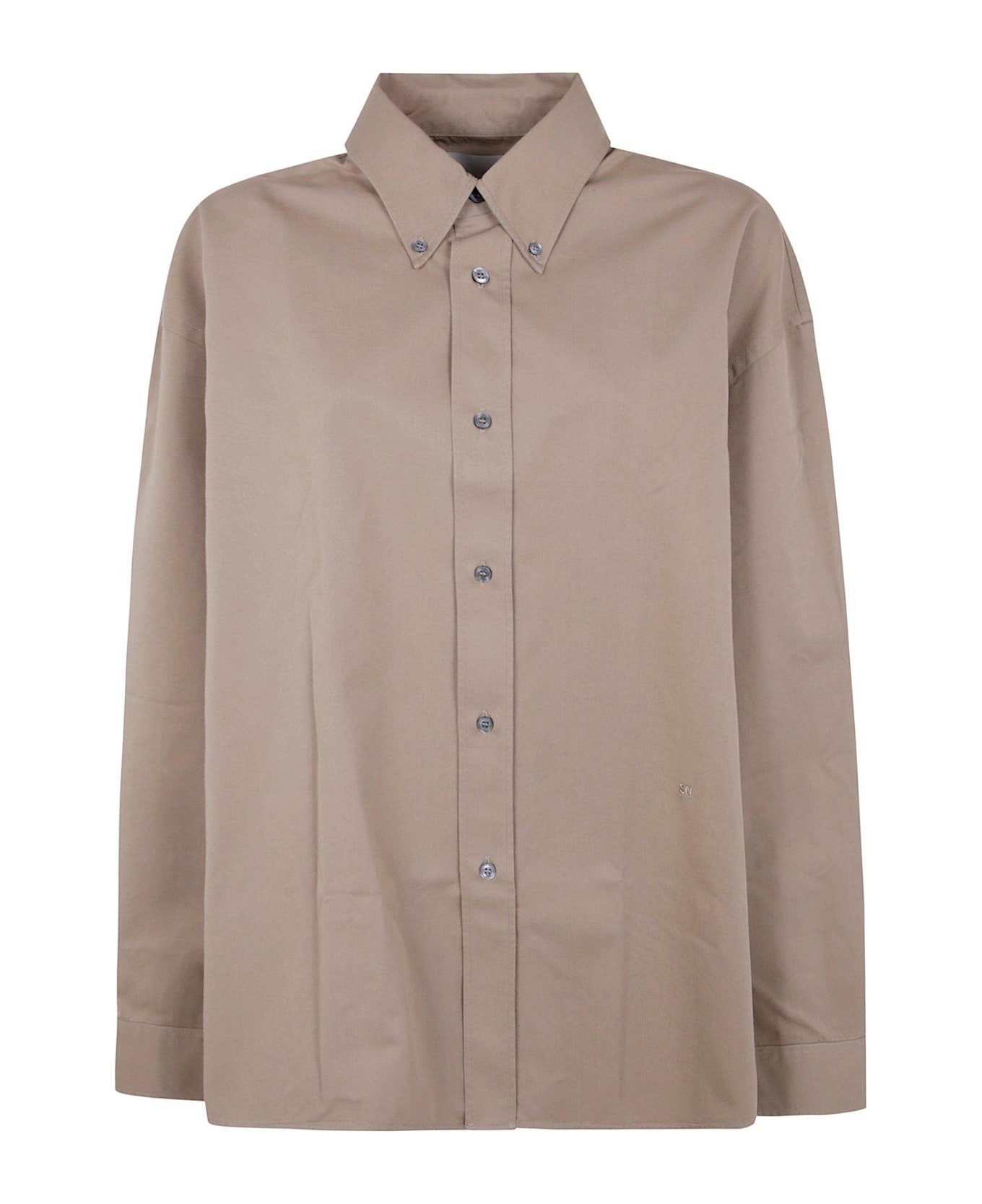 Studio Nicholson Logo Embroidered Long Sleeved Shirt - Brown