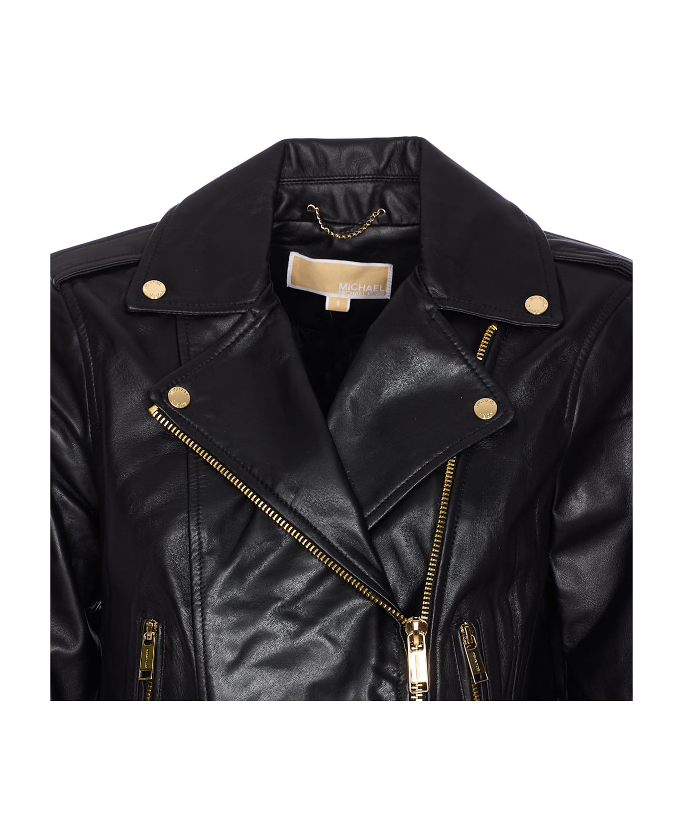 Michael Kors Leather Moto Jacket - Black