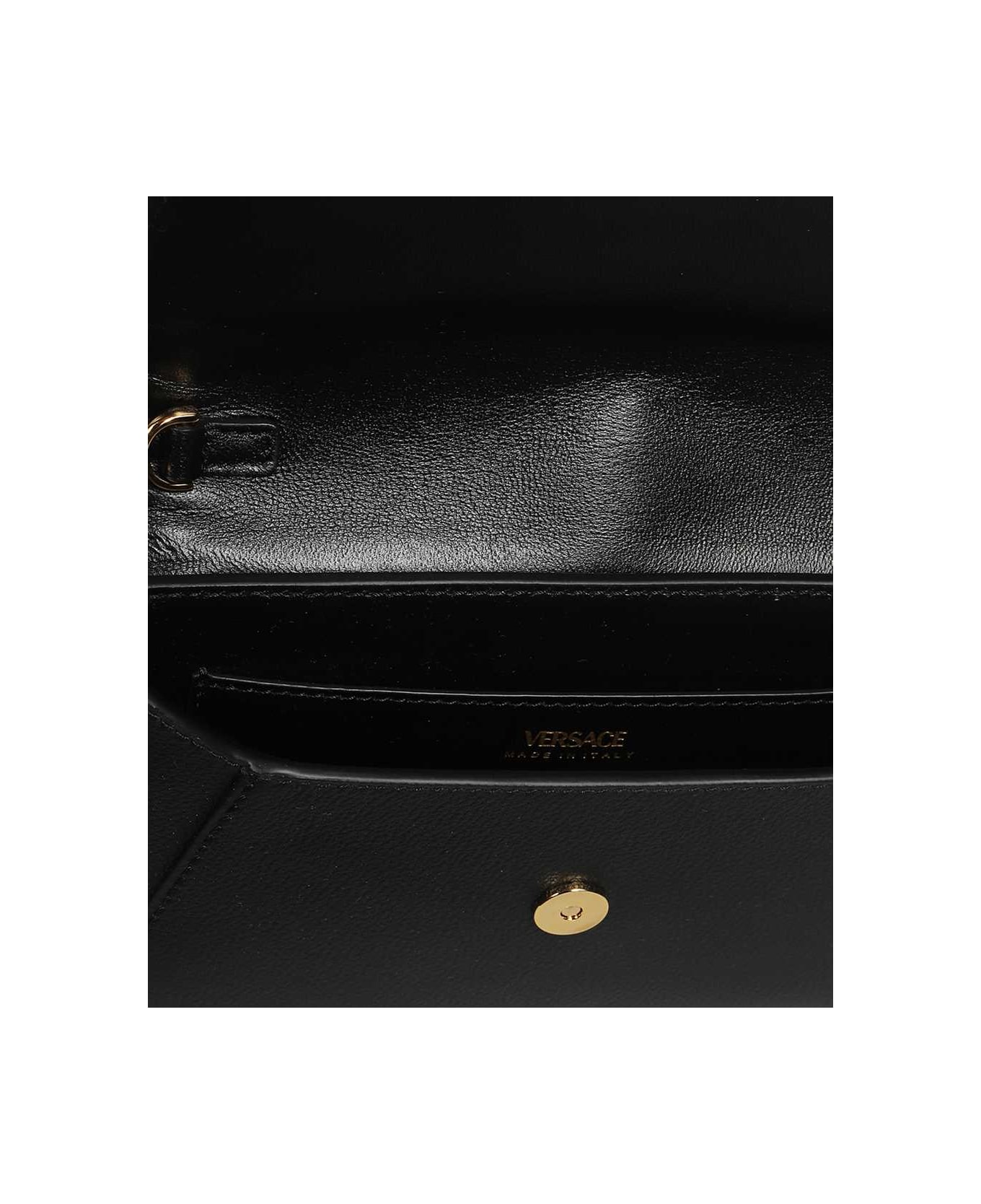 Versace Leather Clutch With Strap - black クラッチバッグ