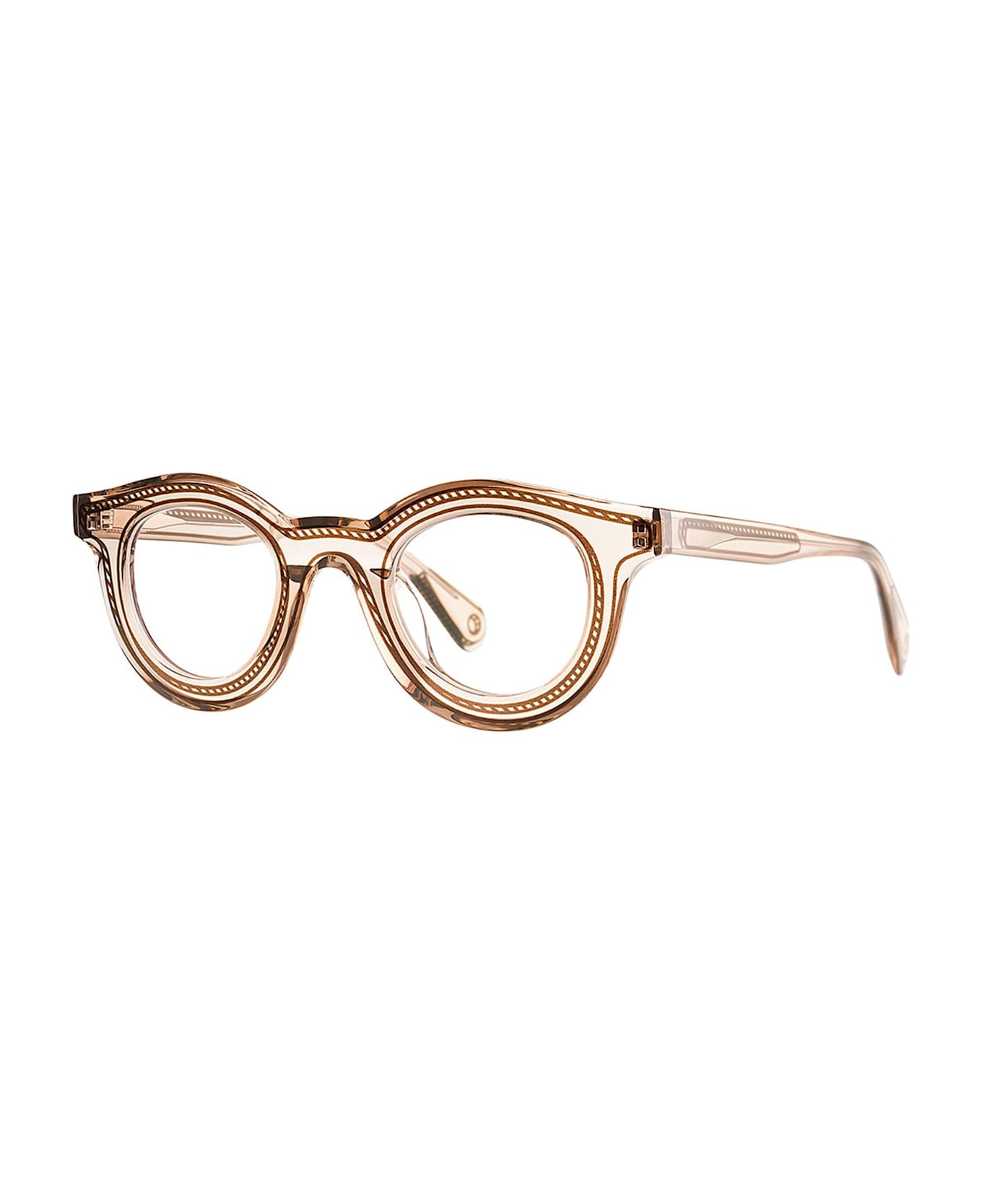 Theo Eyewear Yh - 003 Transparent Crystal Turtle Rx Glasses - brown
