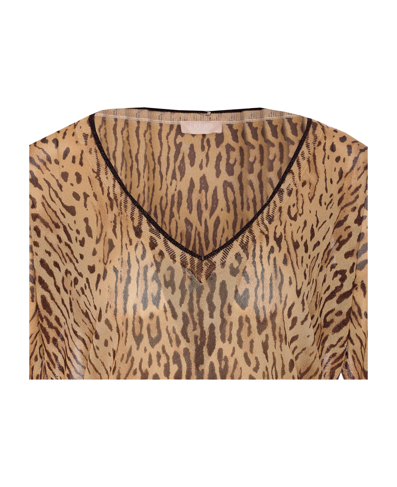 Liu-Jo Leopard Long Sleeves Top - Beige