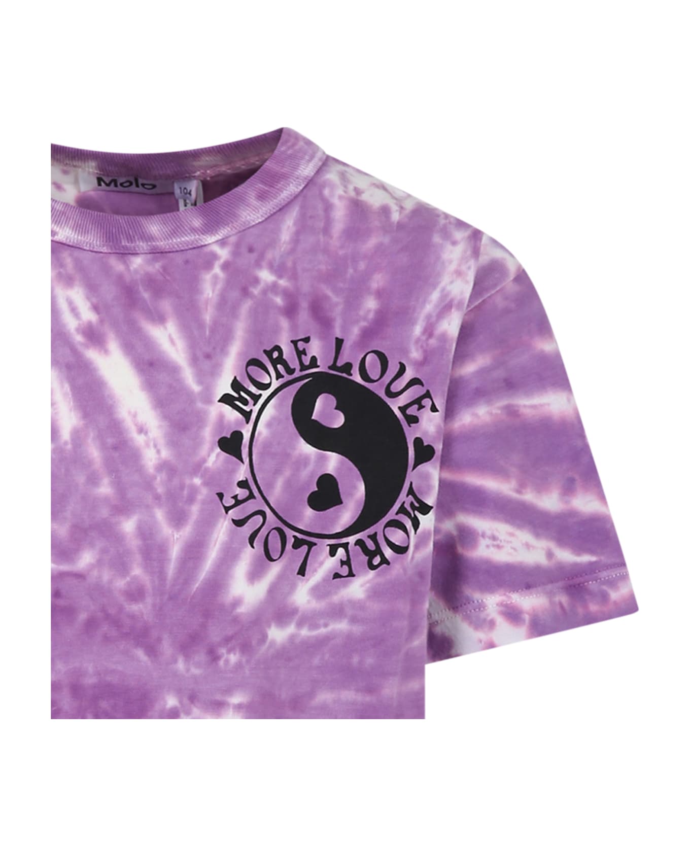 Molo Purple T-shirt For Girl With Print And Writing - Violet Tシャツ＆ポロシャツ