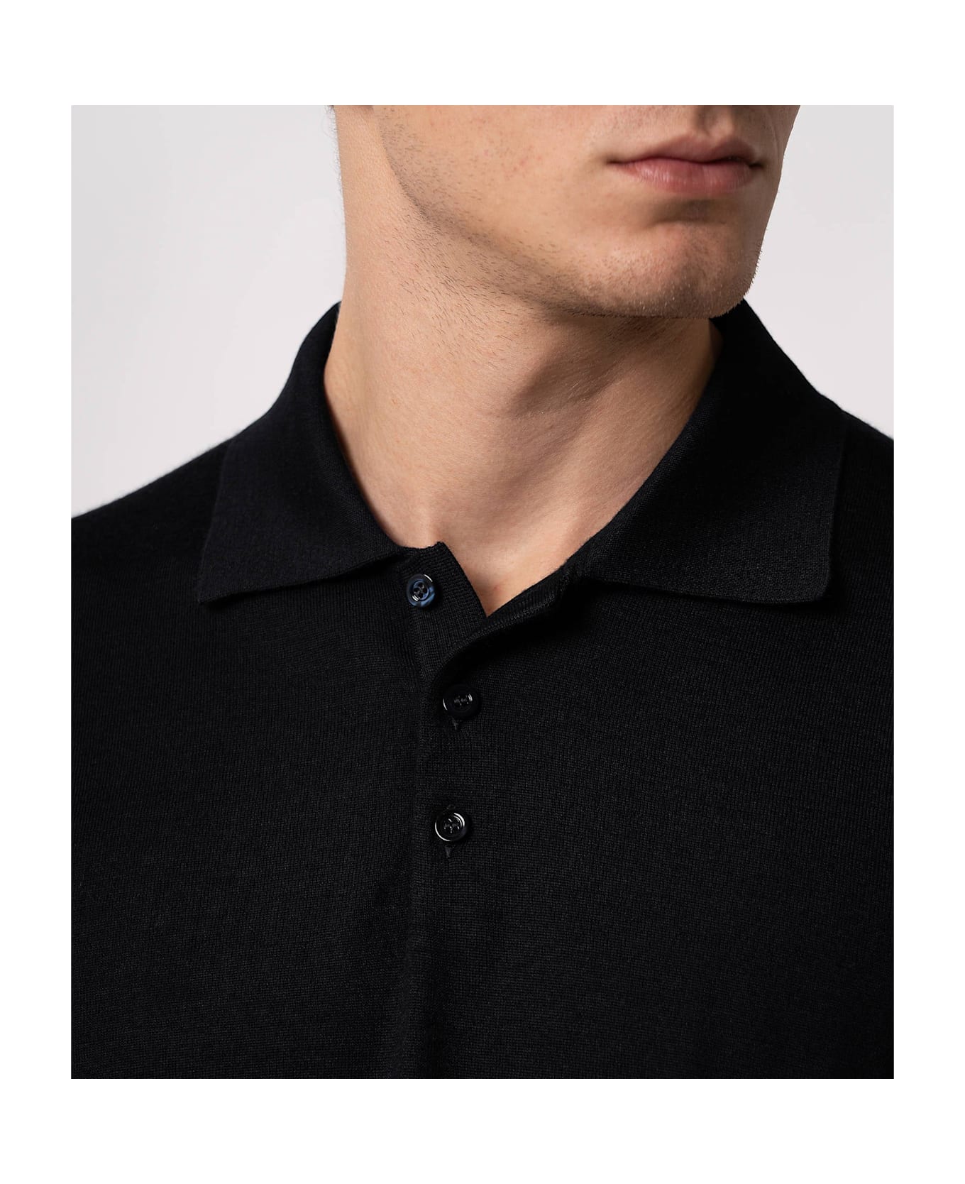 Larusmiani Long Sleeve Polo Coppa Europa Sweater - Black
