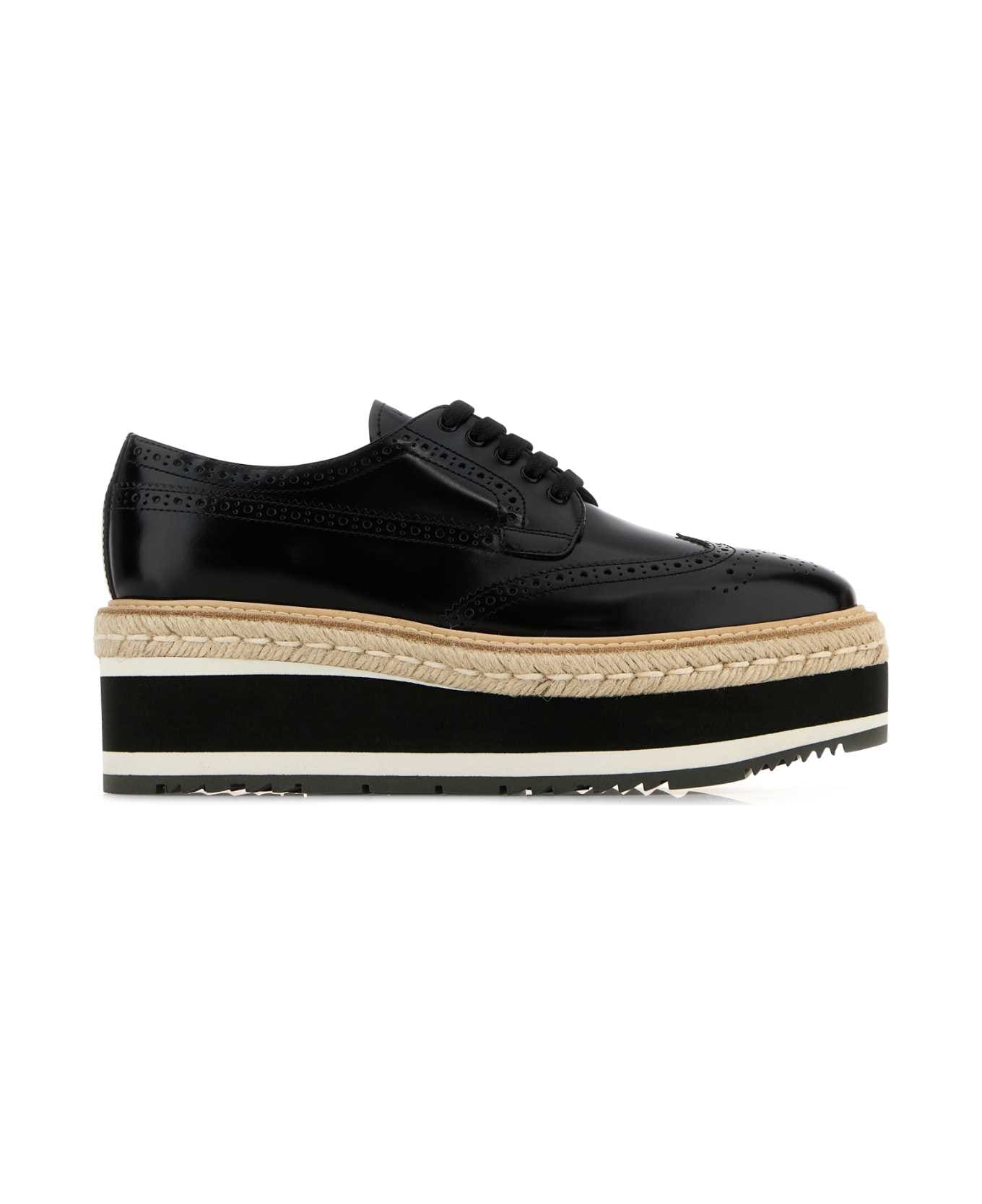 Prada Black Leather Lace-up Shoes - NERO