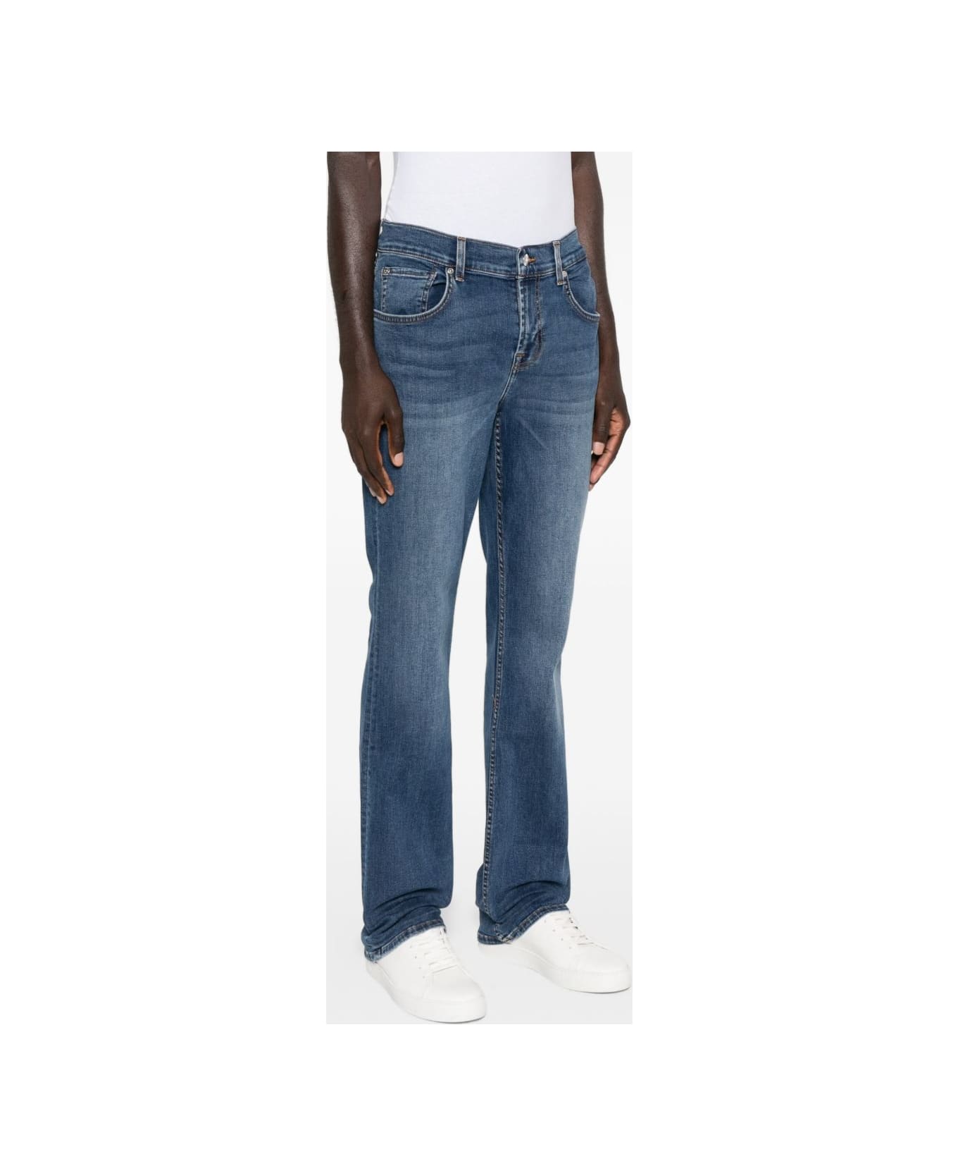 7 For All Mankind 7 For All Man Kind Blue Cotton Blend Button Fly Denim - Blue