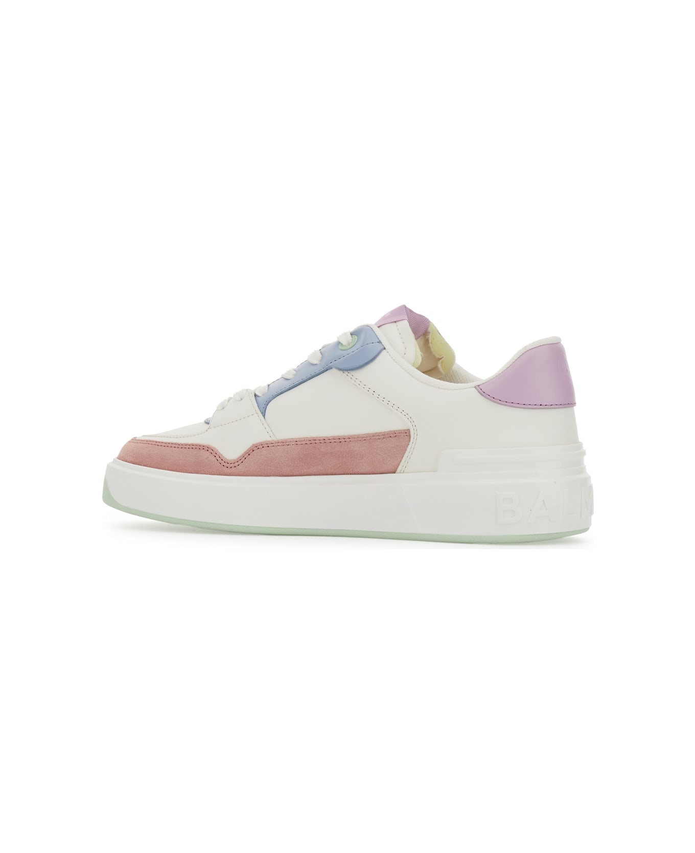 Balmain Multicolor Leather B-court Flip Sneakers - MULTICOLORPASTEL