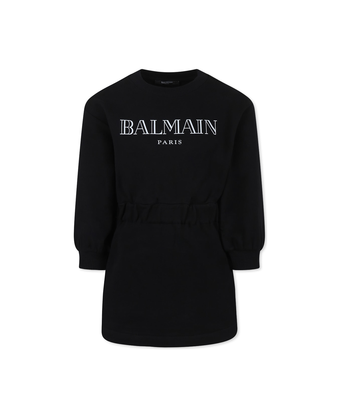 Balmain Black Dress For Girl With Logo - Black