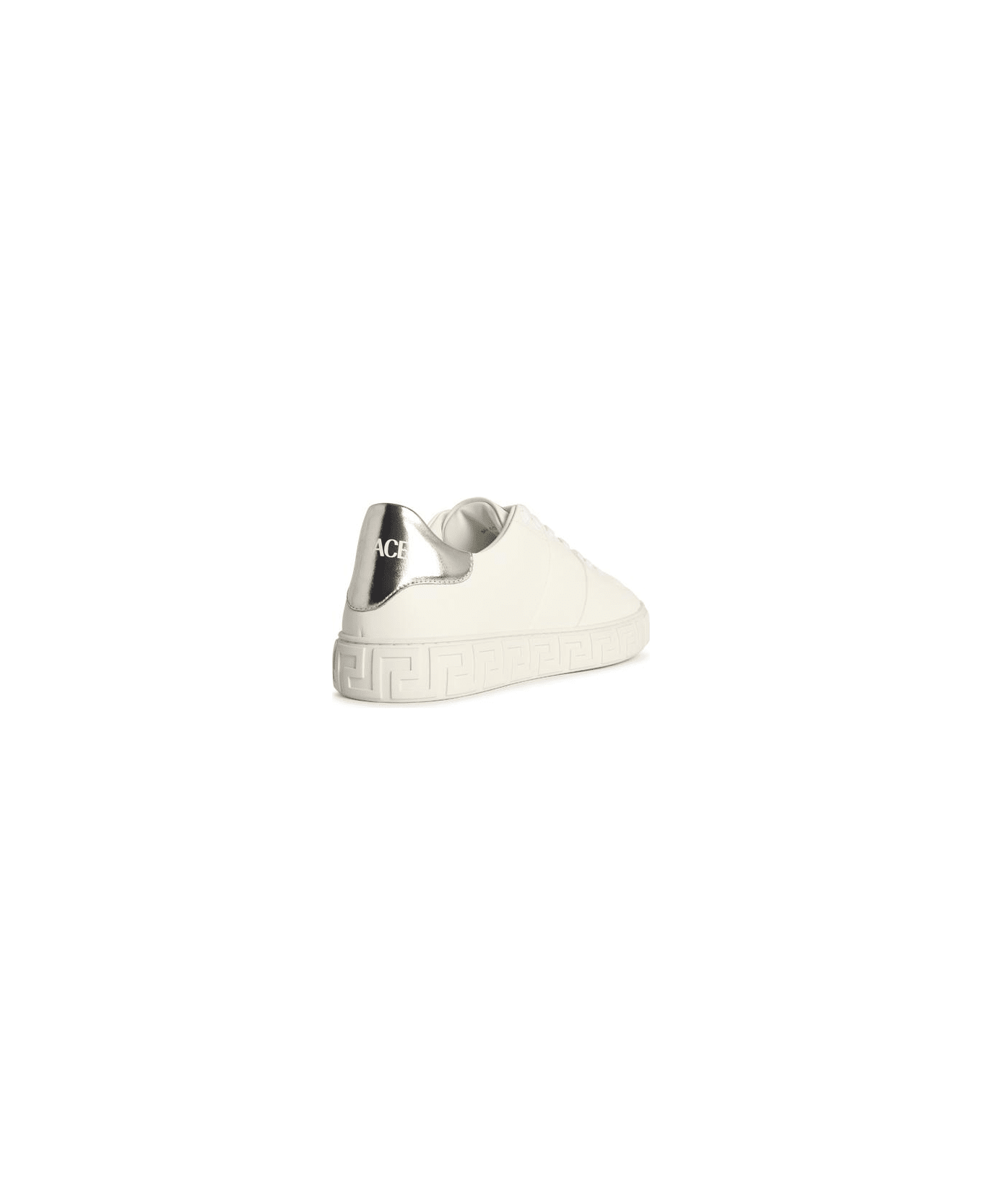 Versace 
free Bio
 White Faux Leather Sneakers - WHITE/SILVER