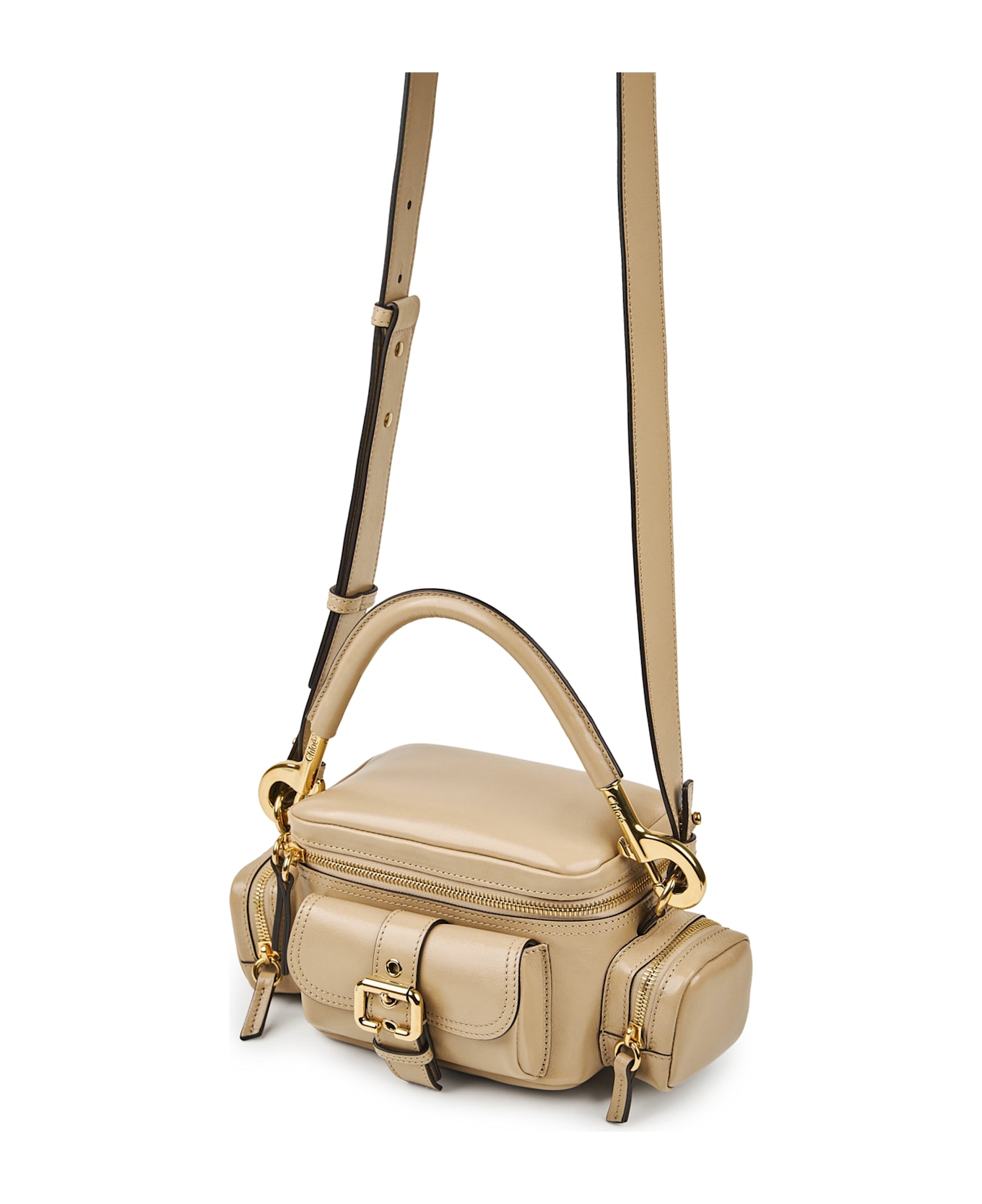 Chloé Small Camera Bag In Shiny Leather - Brown