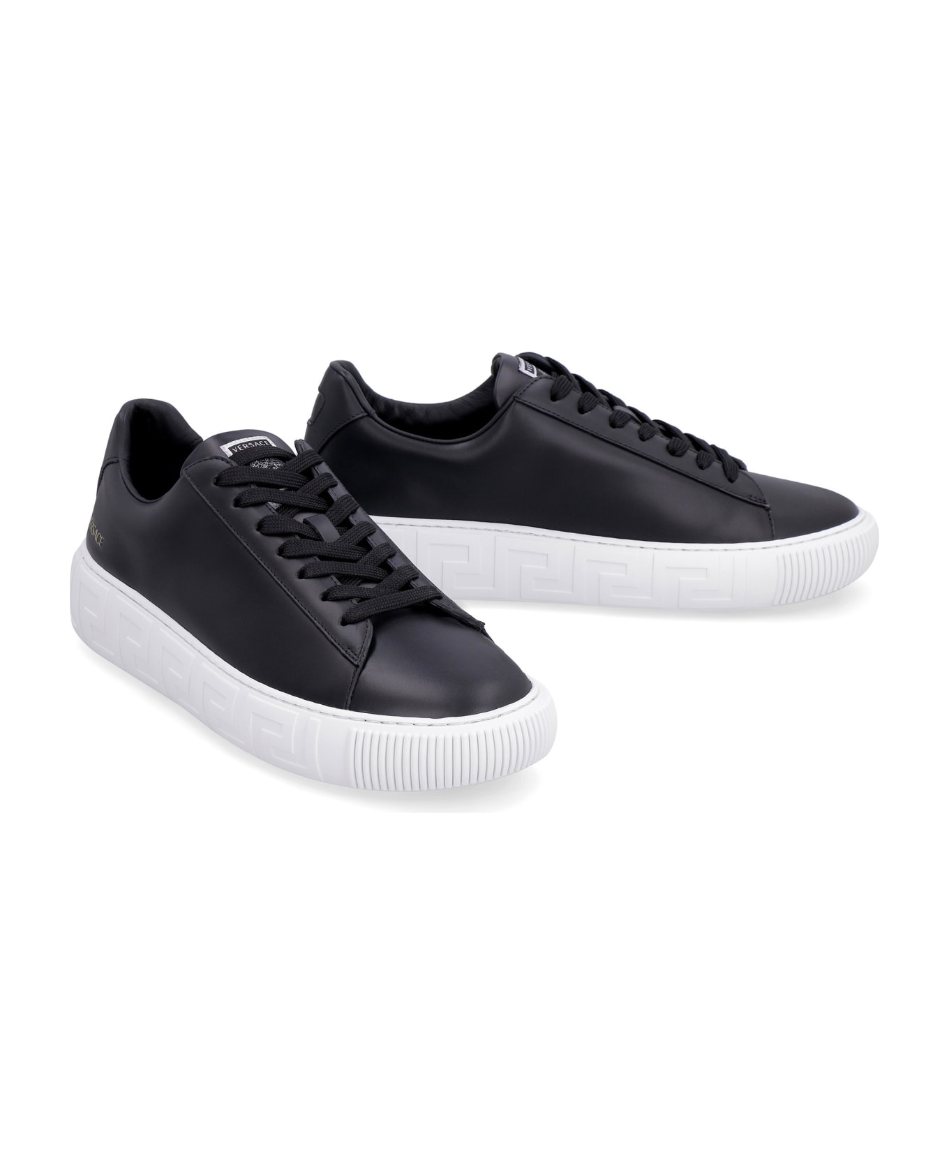 Versace Greca Leather Sneakers - black