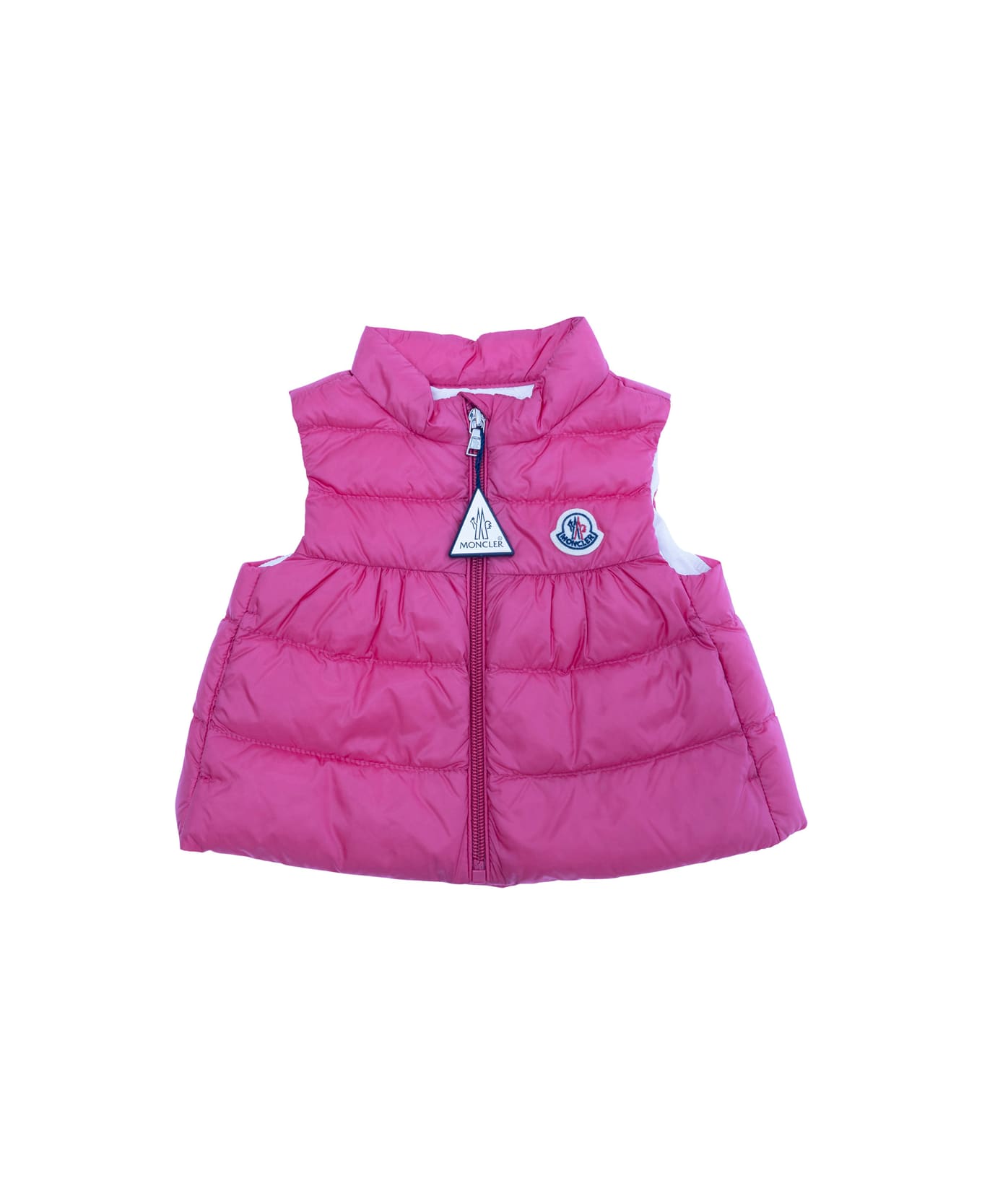 Moncler 
hiva
 Fuchsia Sleeveless Down Jacket With Logo Patch On The Front In Tech Fabric Baby - Fuxia
