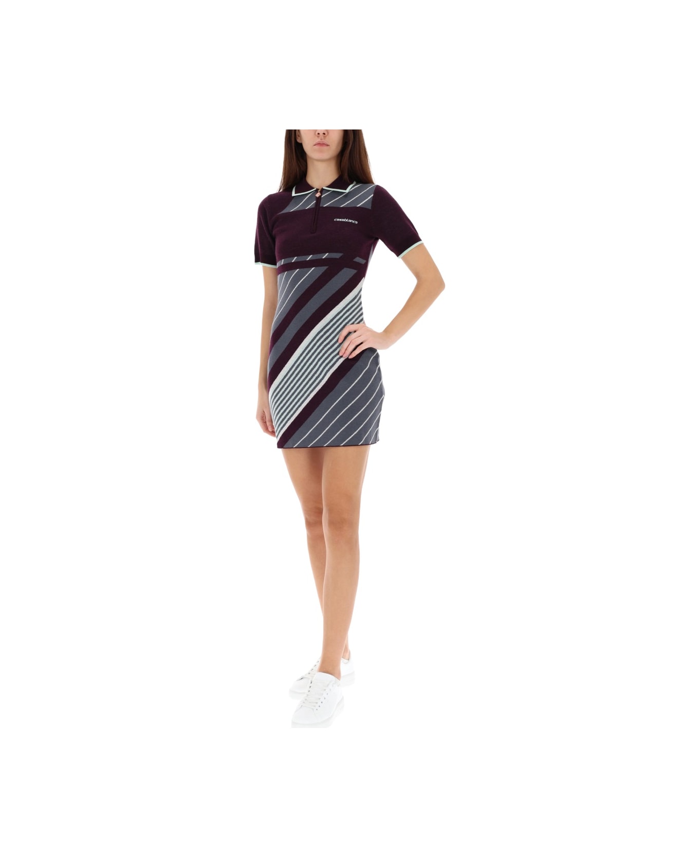 Casablanca "diagonal" Tennis Polo Dress - PURPLE