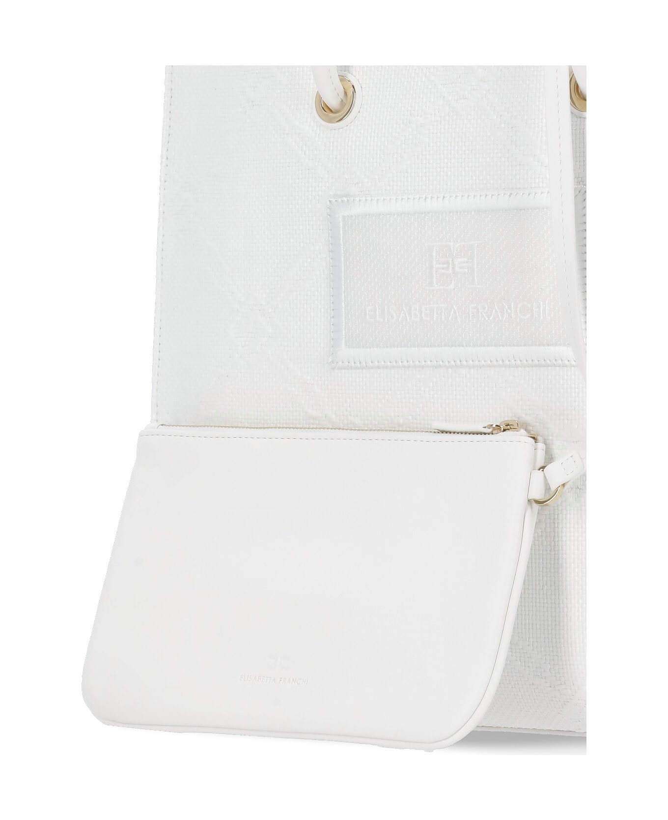 Elisabetta Franchi Tote Rafia Bag - Ivory