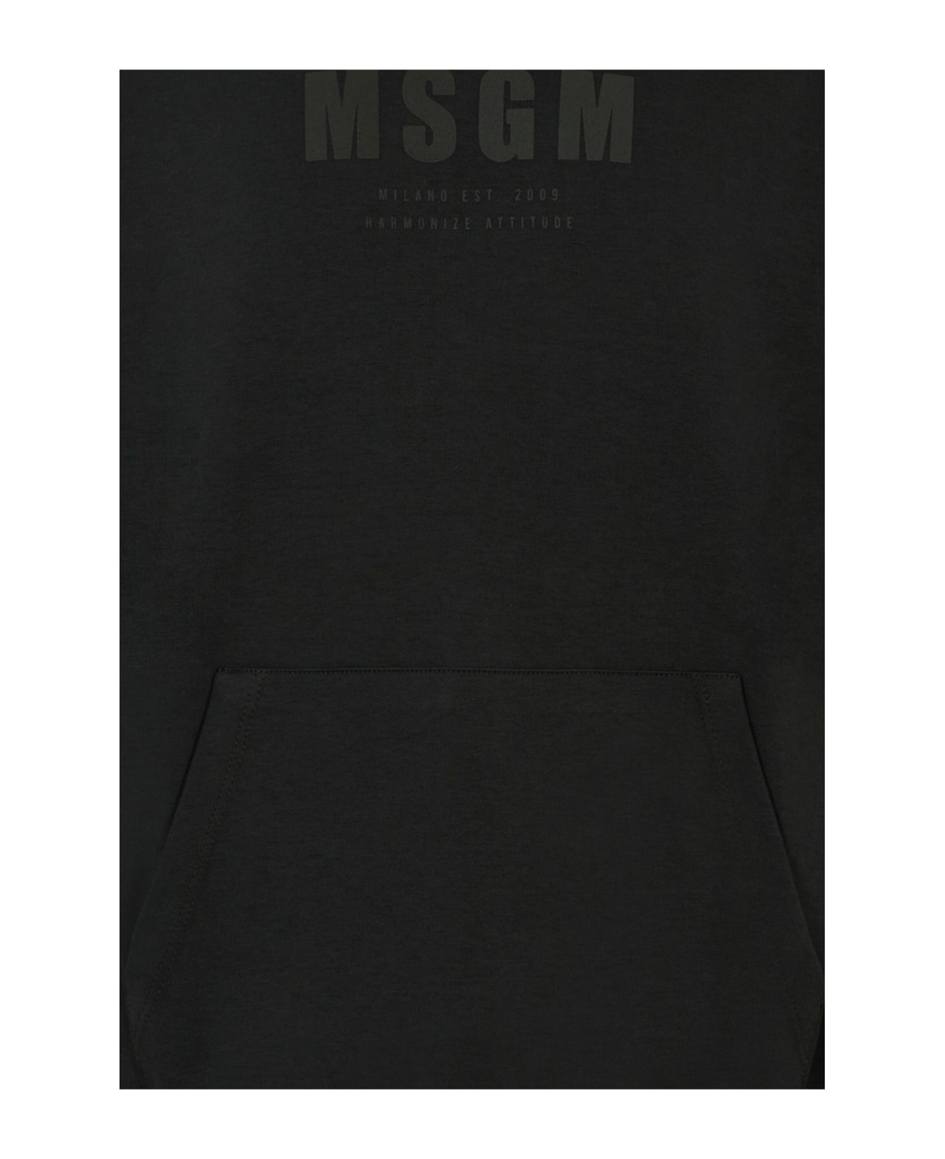 MSGM Black Sweatshirt For Kids With Logo - Black