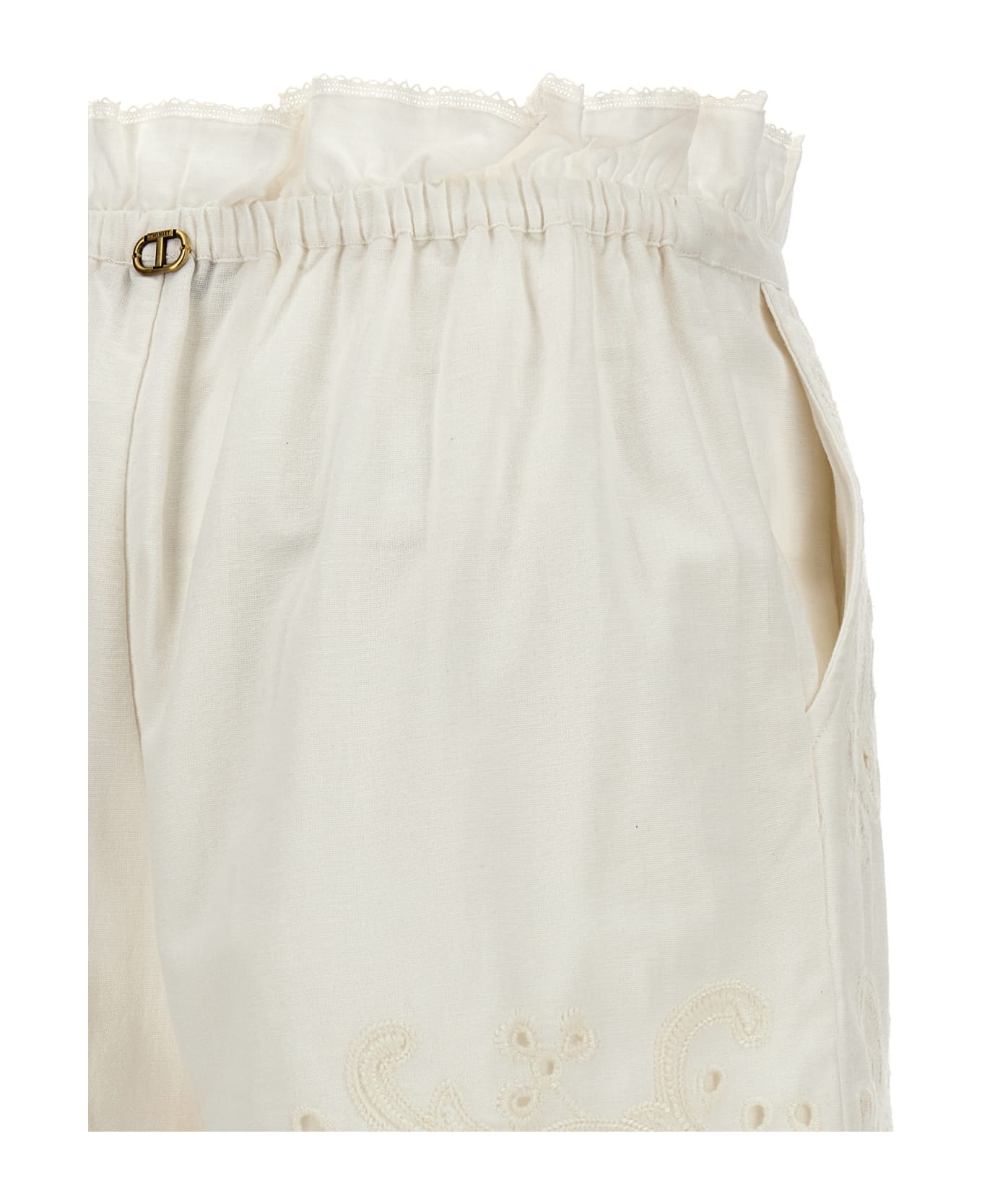 TwinSet Embroidered Shorts - White