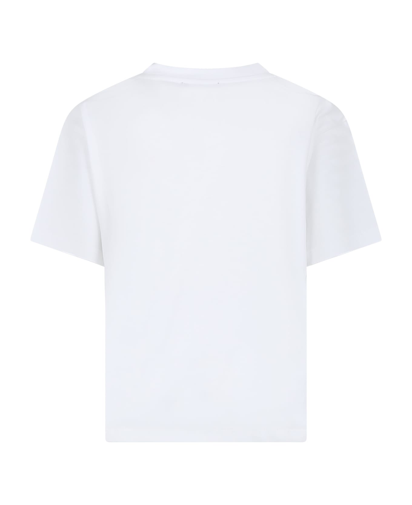 Balmain White T-shirt For Kids With Yellow Logo - White