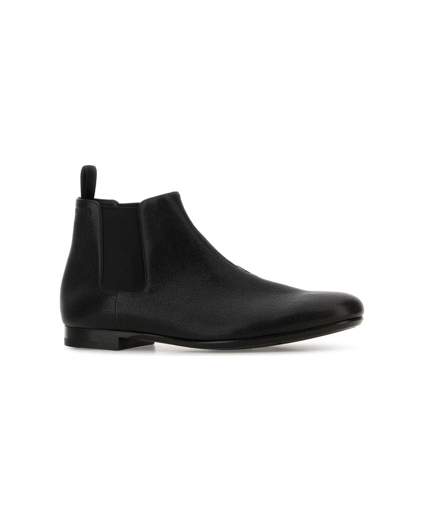 Prada Black Leather Ankle Boots - NERO