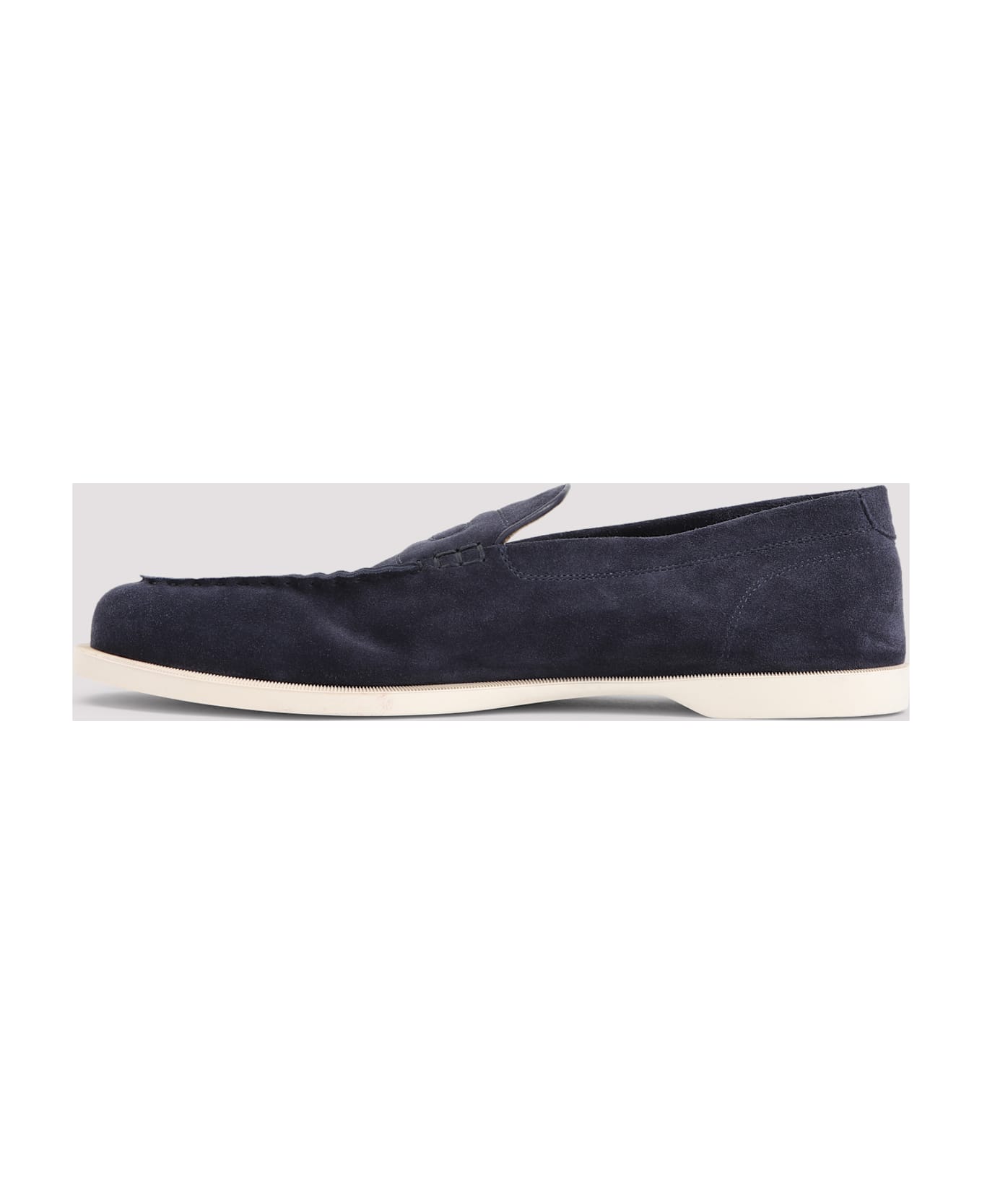 John Lobb Pace Suede Oval Flexi Loafers - A Navy