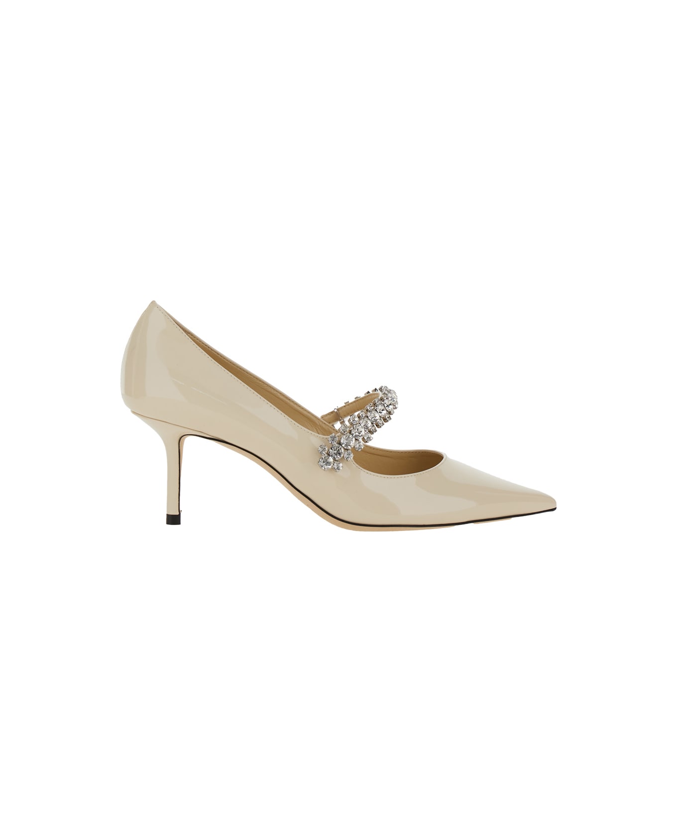 Jimmy Choo 
bing
 White Pumps With Crystal Embellishments And High Cone Heel In Patent Leather Blend Woman - White