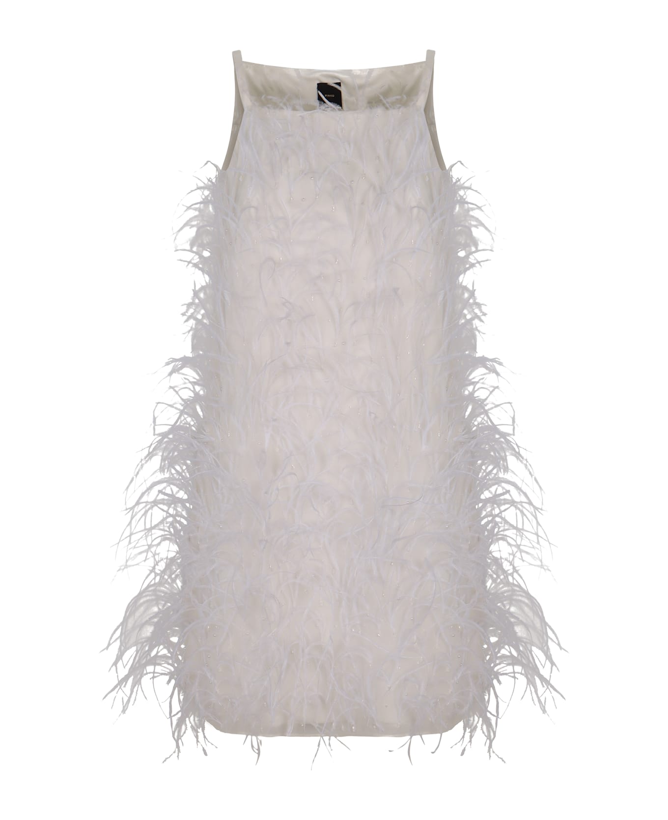 Pinko Mini Dress Piripicchio With Feathers - White