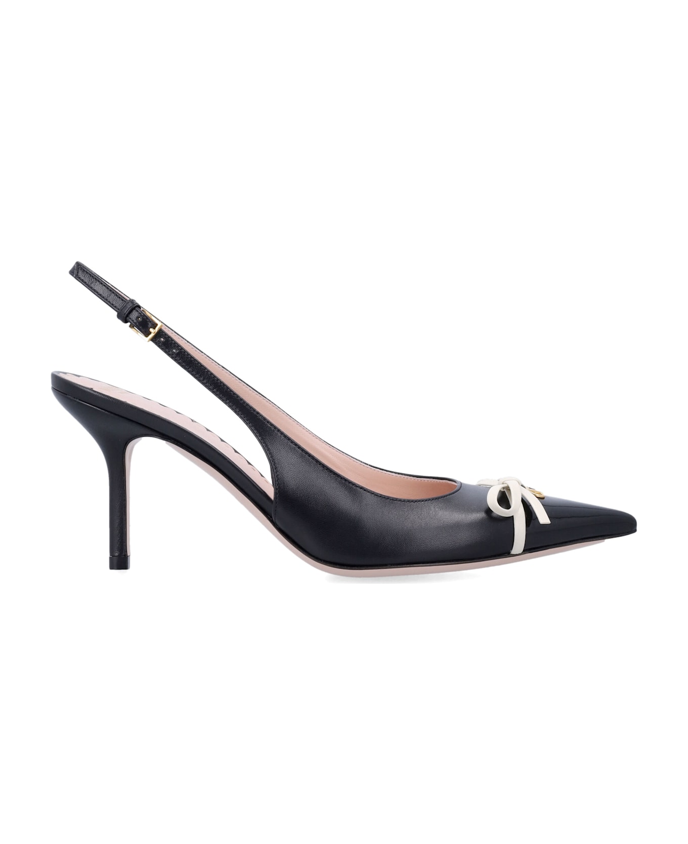 Valentino Garavani Bepointy Slngback Pump - BLACK IVORY