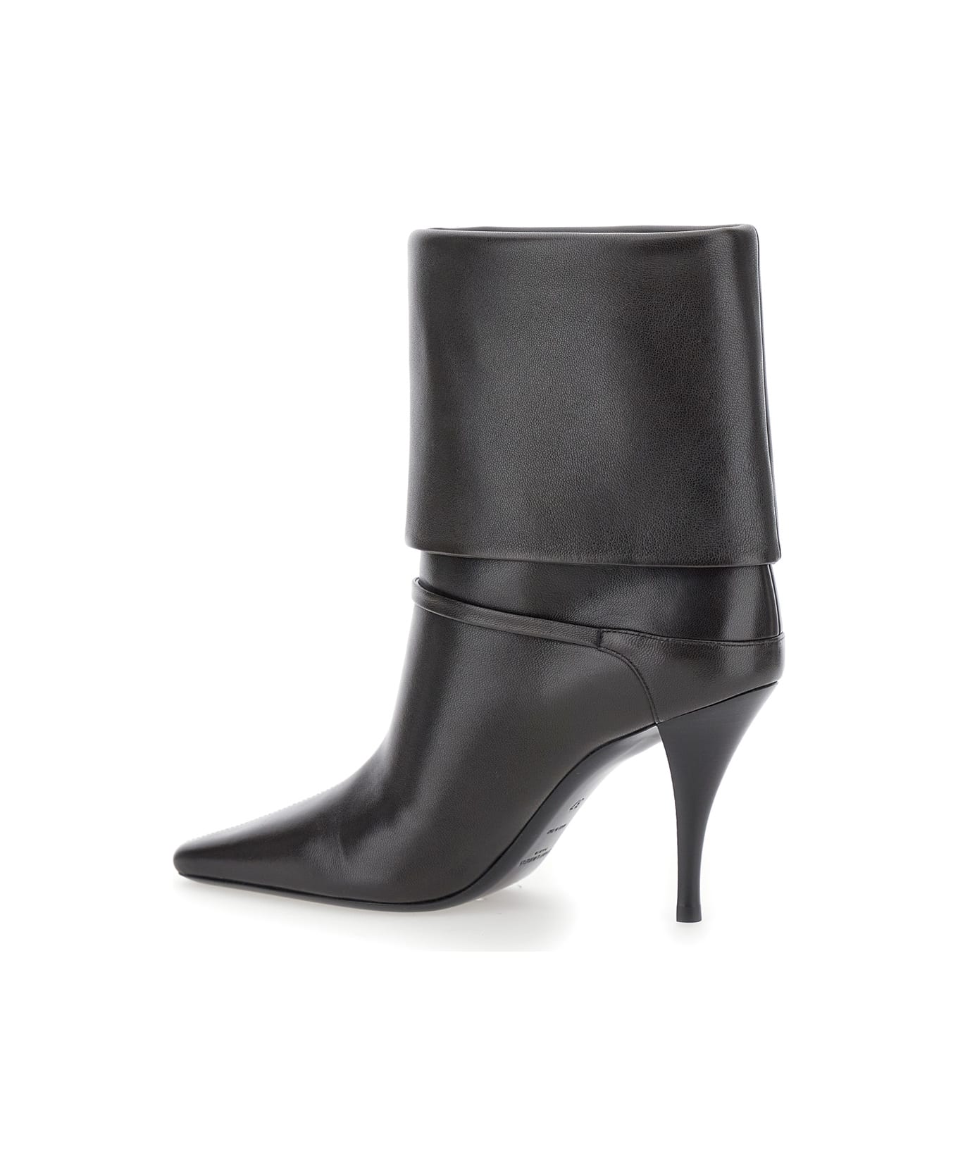 Saint Laurent 'niki' Black Ankle Boots With Cassandre On The Strap In Leather Woman - Brown