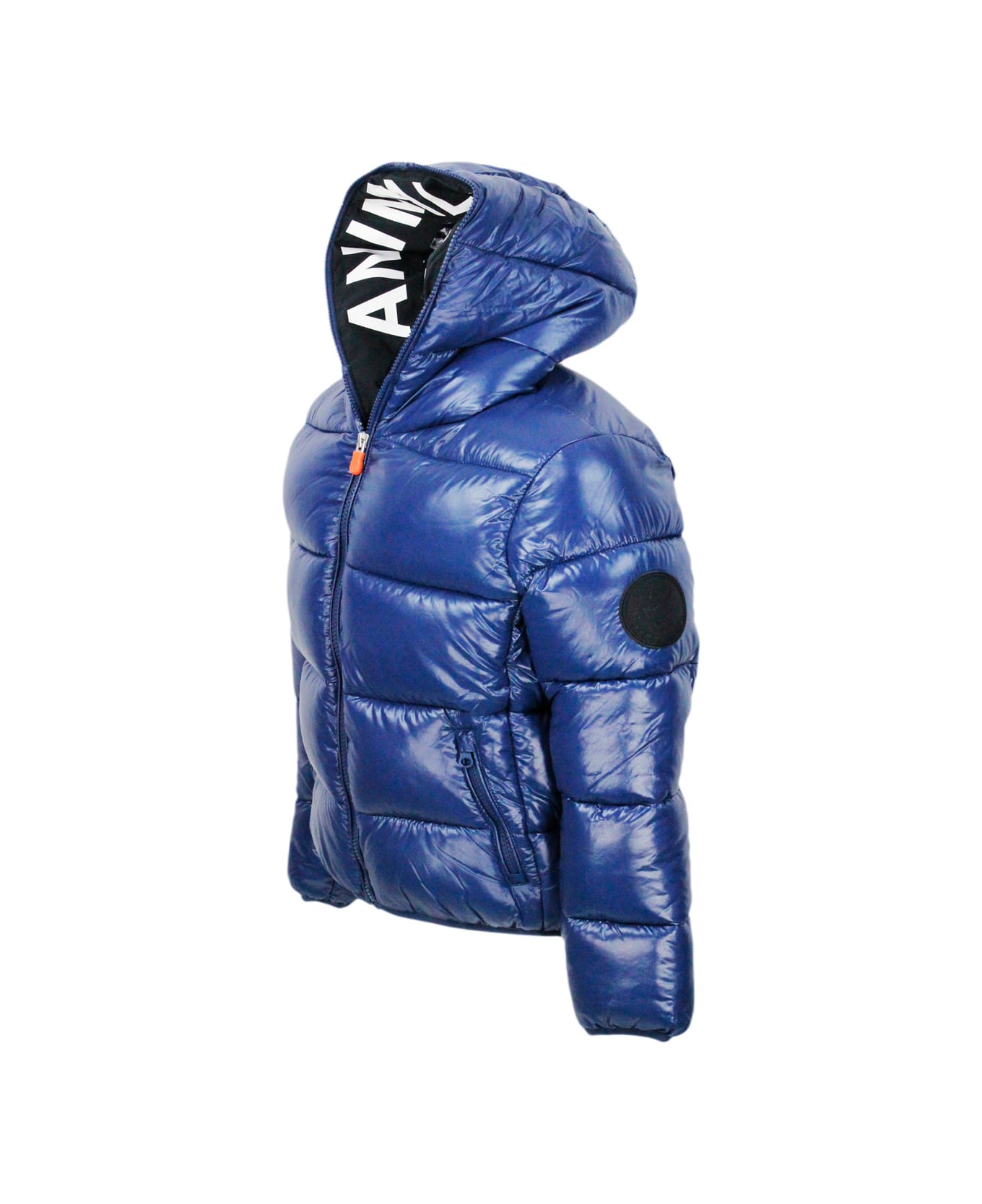 Save the Duck Artie Down Jacket With Hood With Animal Free Padding With Animal-free Padding With Zip Closure And Logo On The Sleeve. Elasticated Edges. - Blu