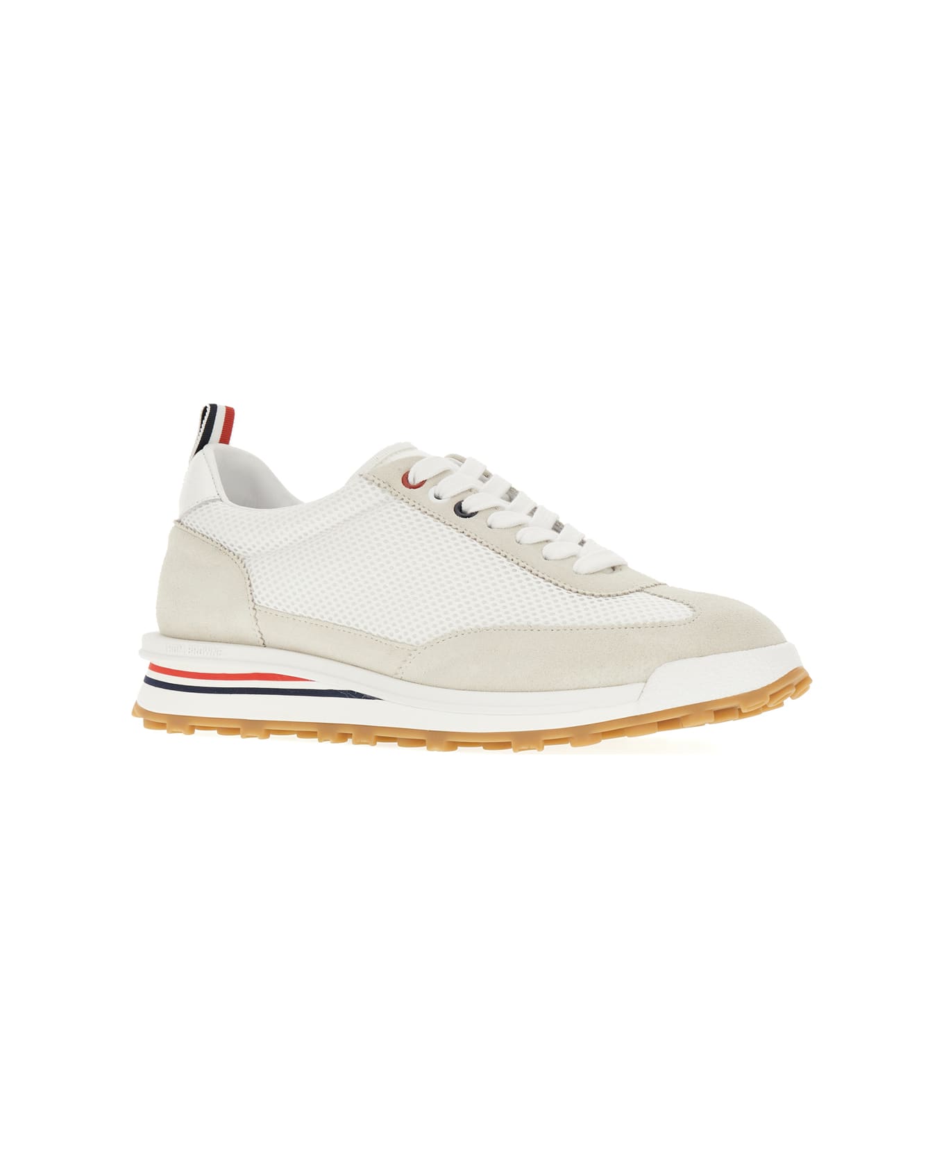 Thom Browne Two-tone Leather And Mesh Sneakers - 100
