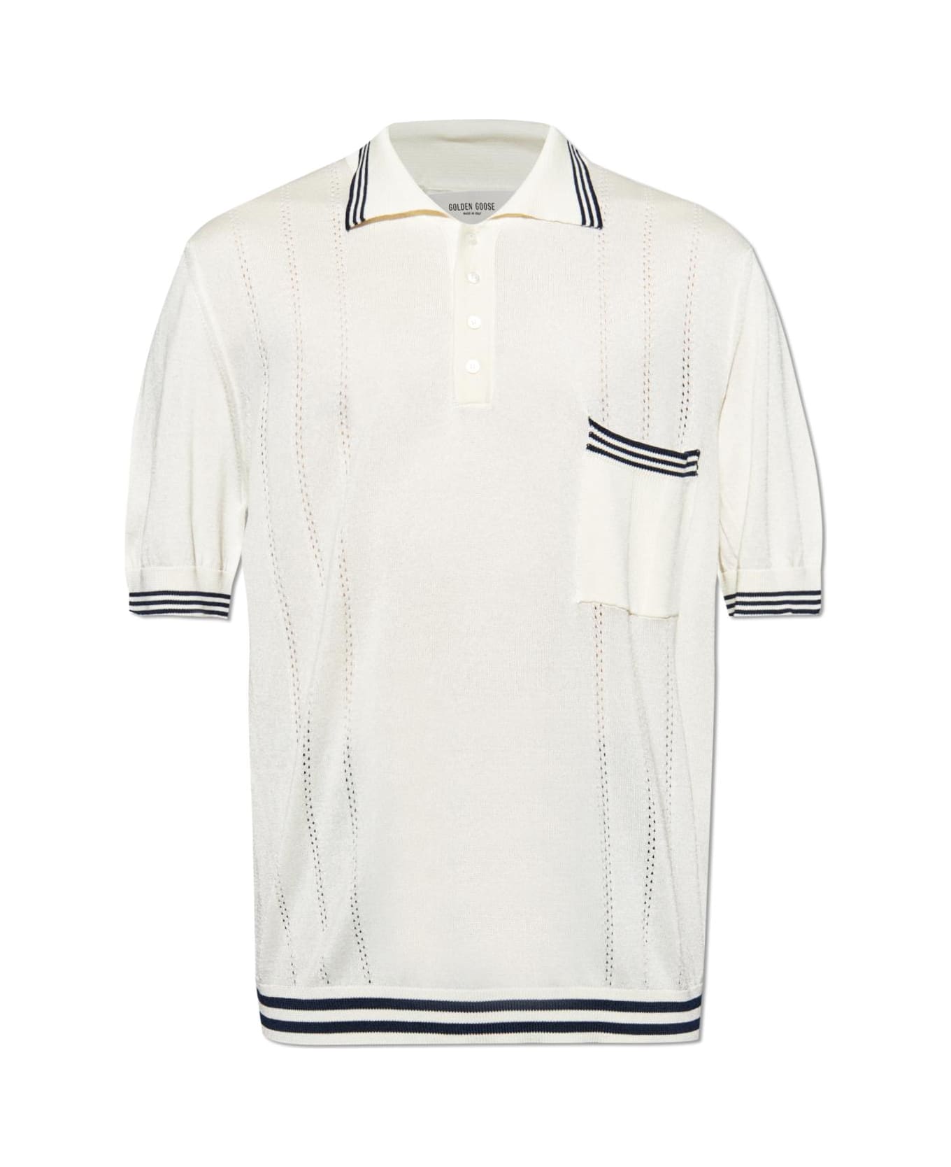 Golden Goose Striped Polo - White