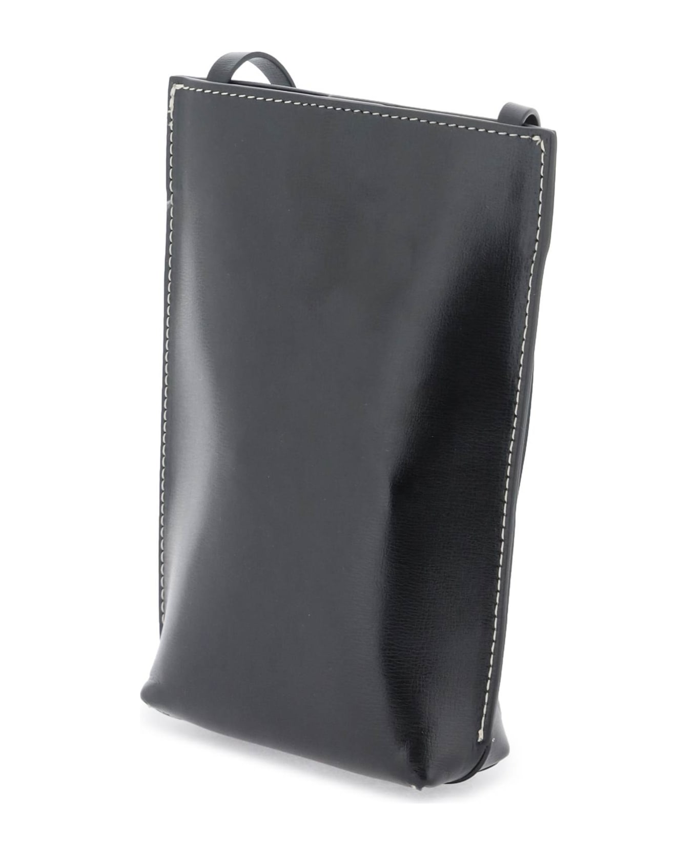 Ganni Black Recycled Leather Crossbody Bag - 099