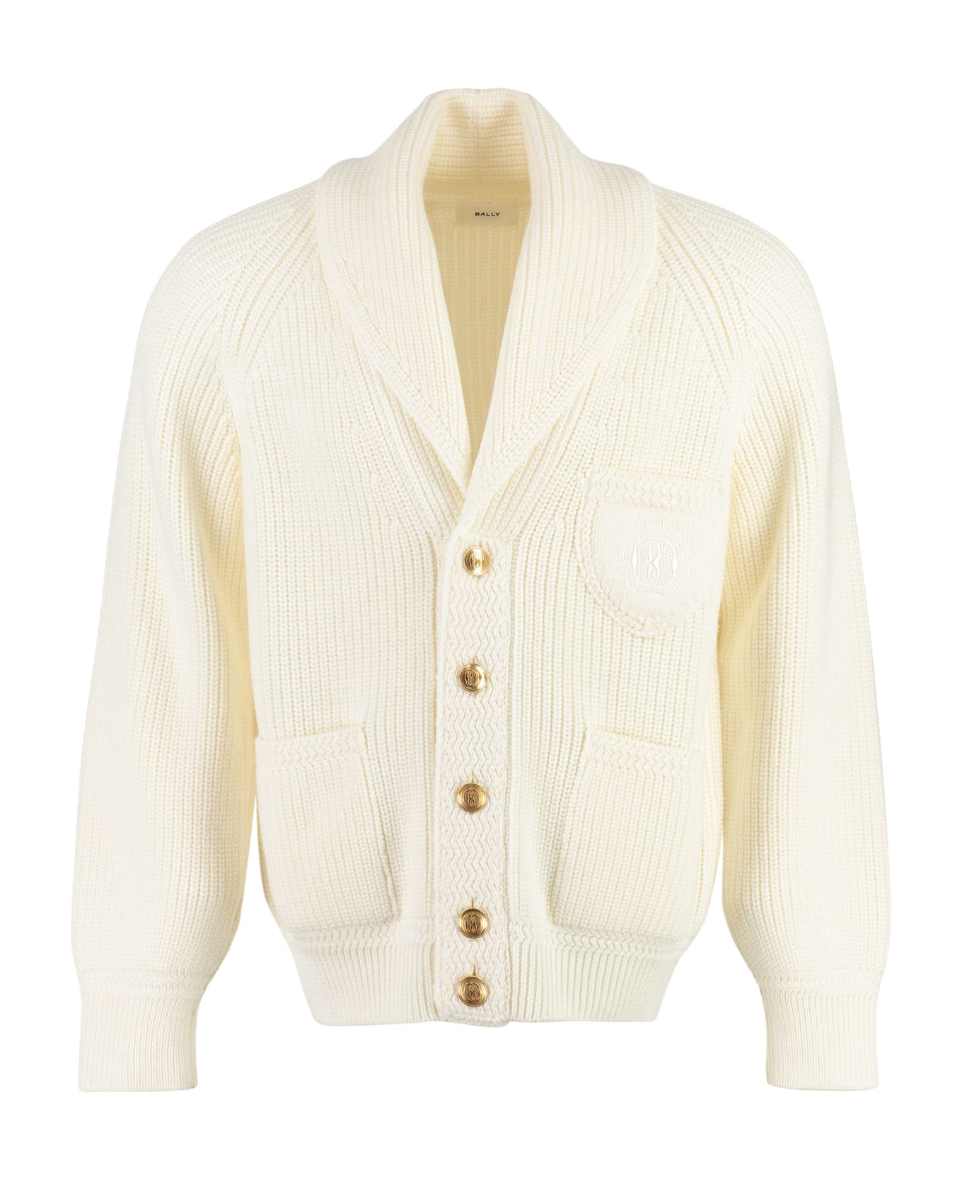 Bally Merino Wool Cardigan With Contrast Buttons - Ivory