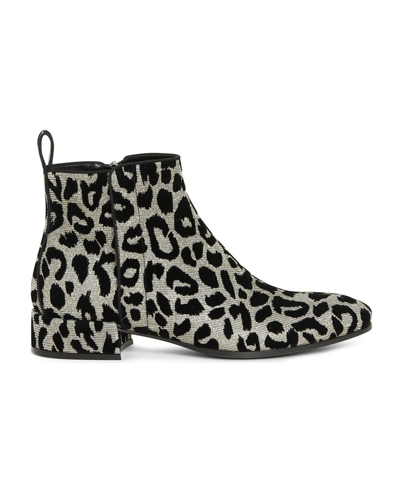 Dolce & Gabbana Leopard Ankle Boots - Silver