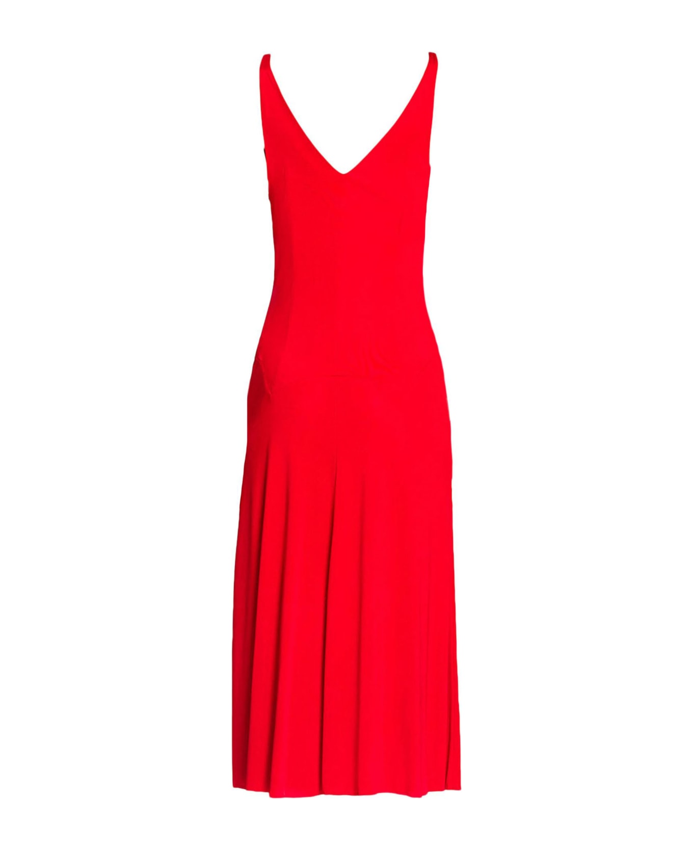 Lanvin Sleeveless A-line Midi Dress In Viscose - Red ワンピース＆ドレス
