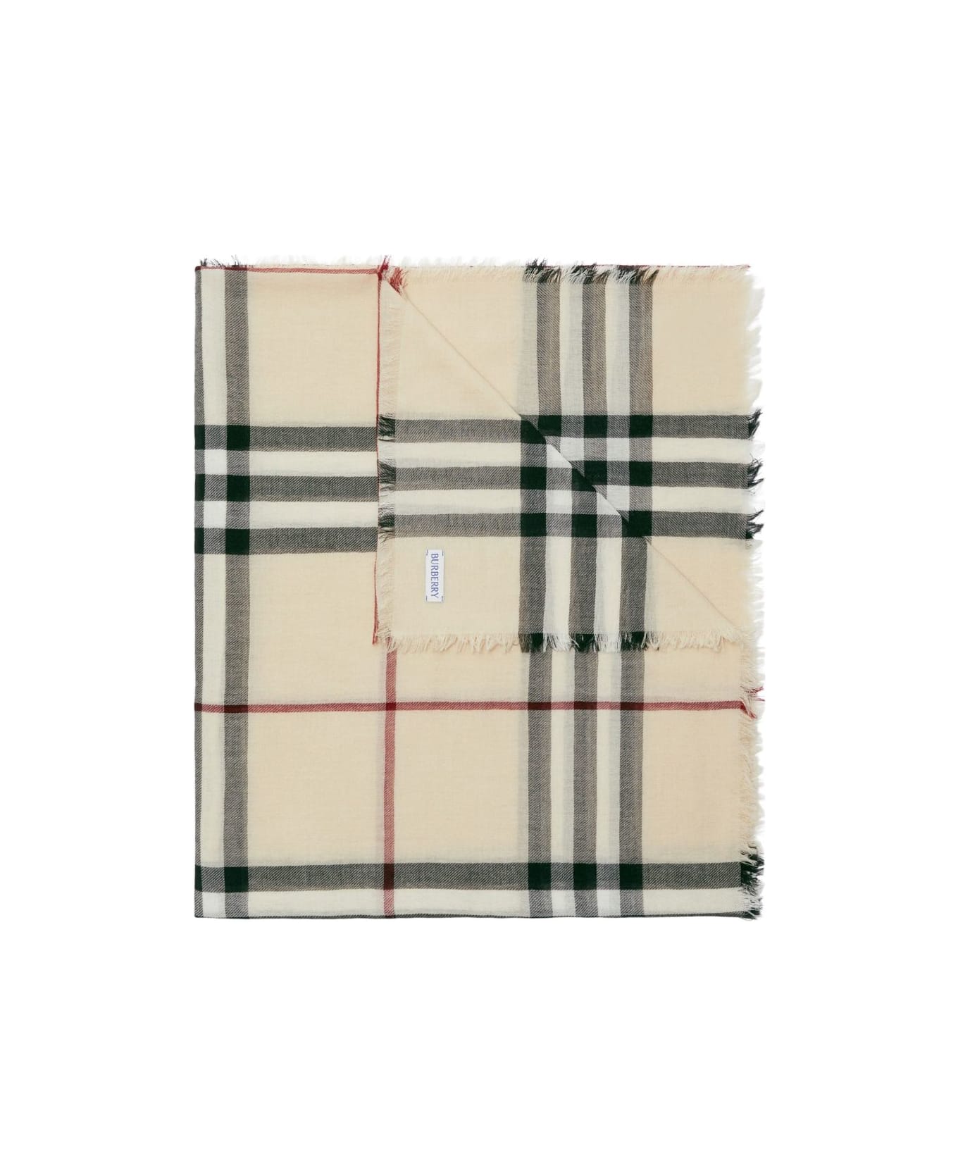 Burberry Giant Check Wool Scarf - Cream