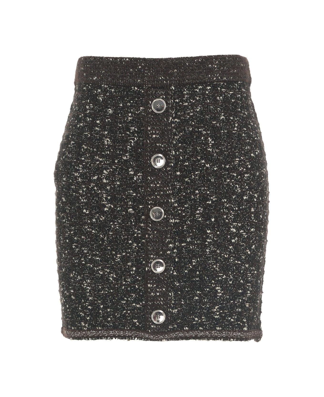 Pinko Vinacciolo Button Detailed Mini Skirt - NERO/MARRONE/BIANCO