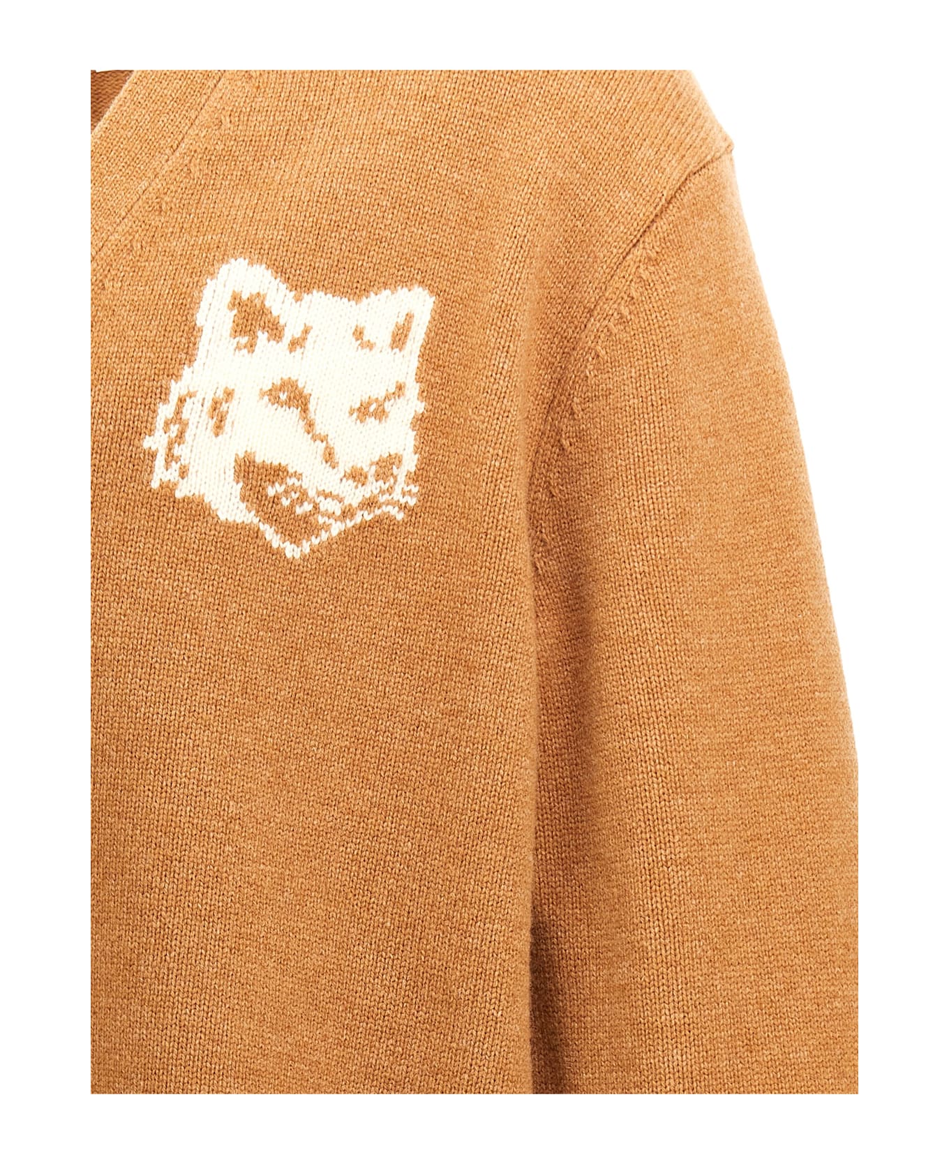 Maison Kitsuné 
fox Head
 Cardigan - Brown