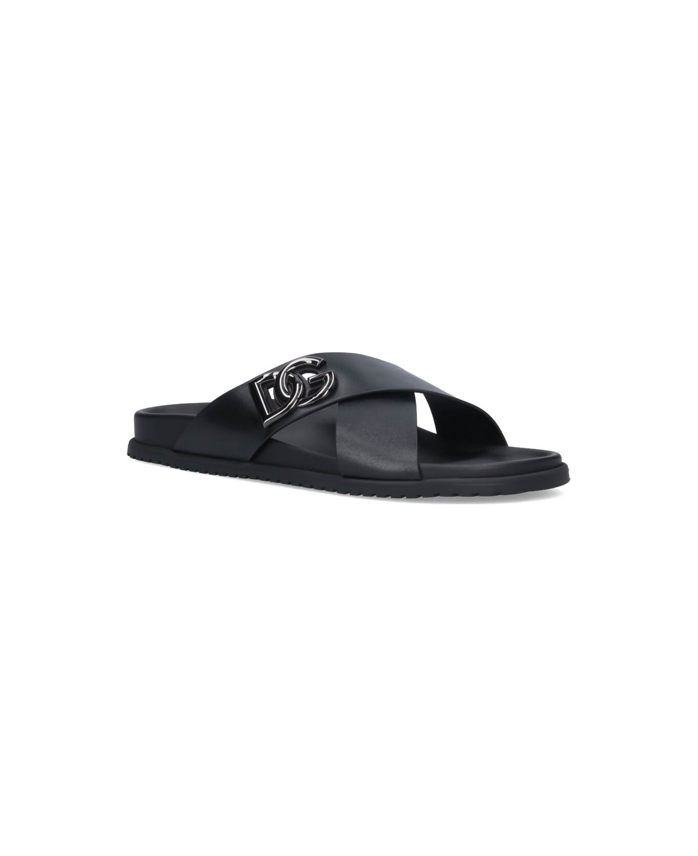 Dolce 
Gabbana Logo Slide Sandals - NERO