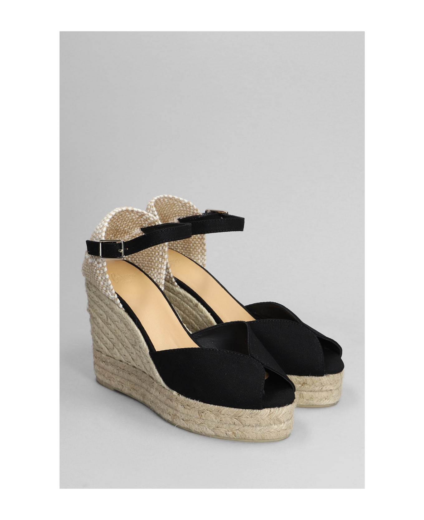 Castañer Bianca-8ed-001 Wedges In Black Canvas - black