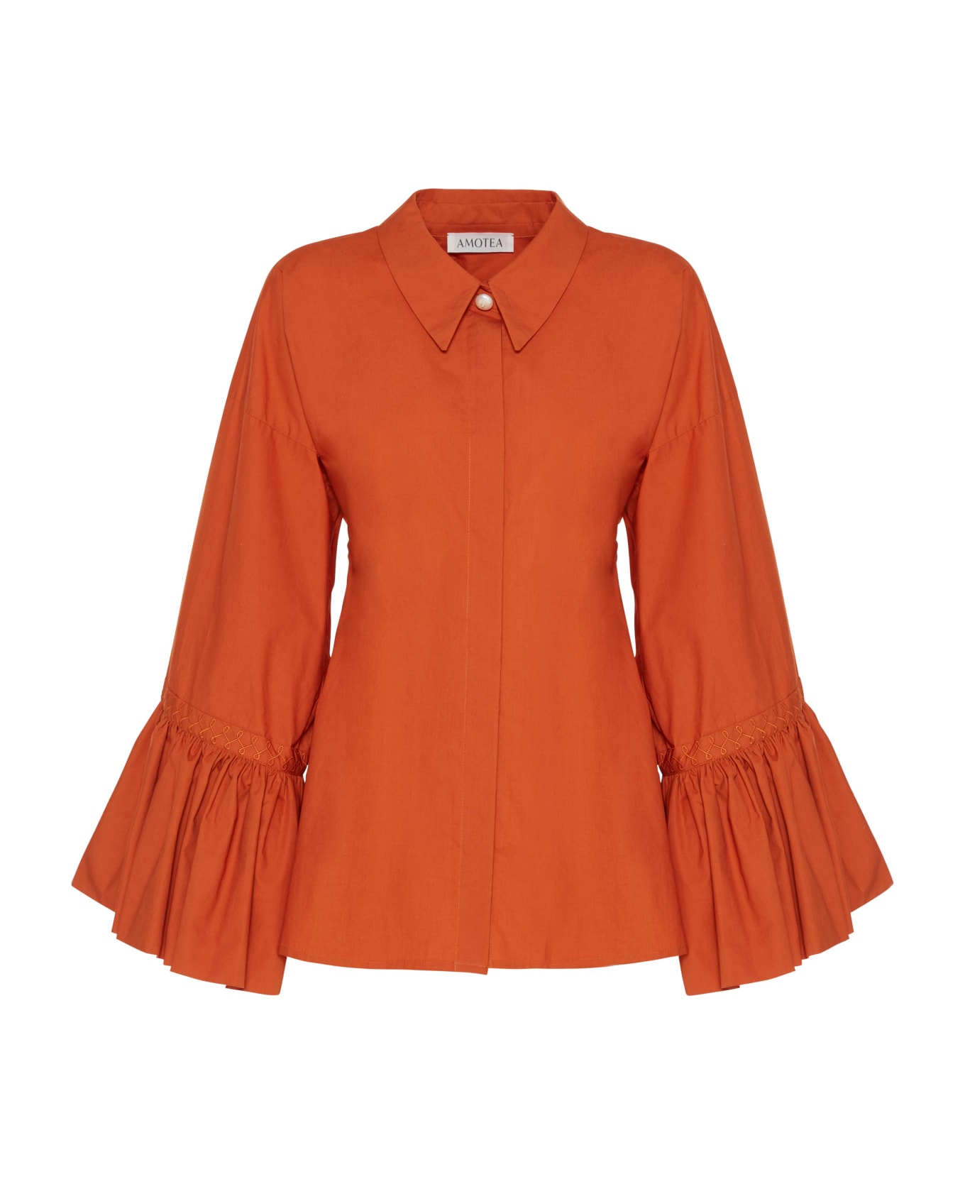 Amotea Claudia Shirt In Orange Poplin - Orange