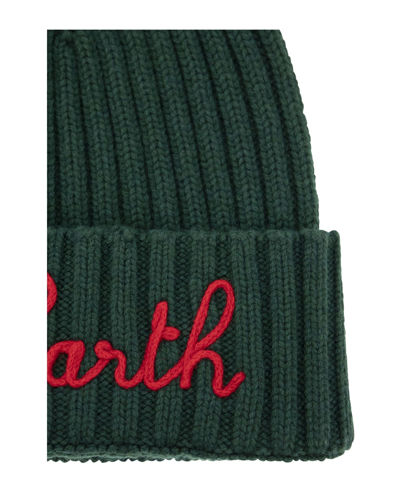 MC2 Saint Barth Wool And Cashmere Blend Hat With Embroidery - Green