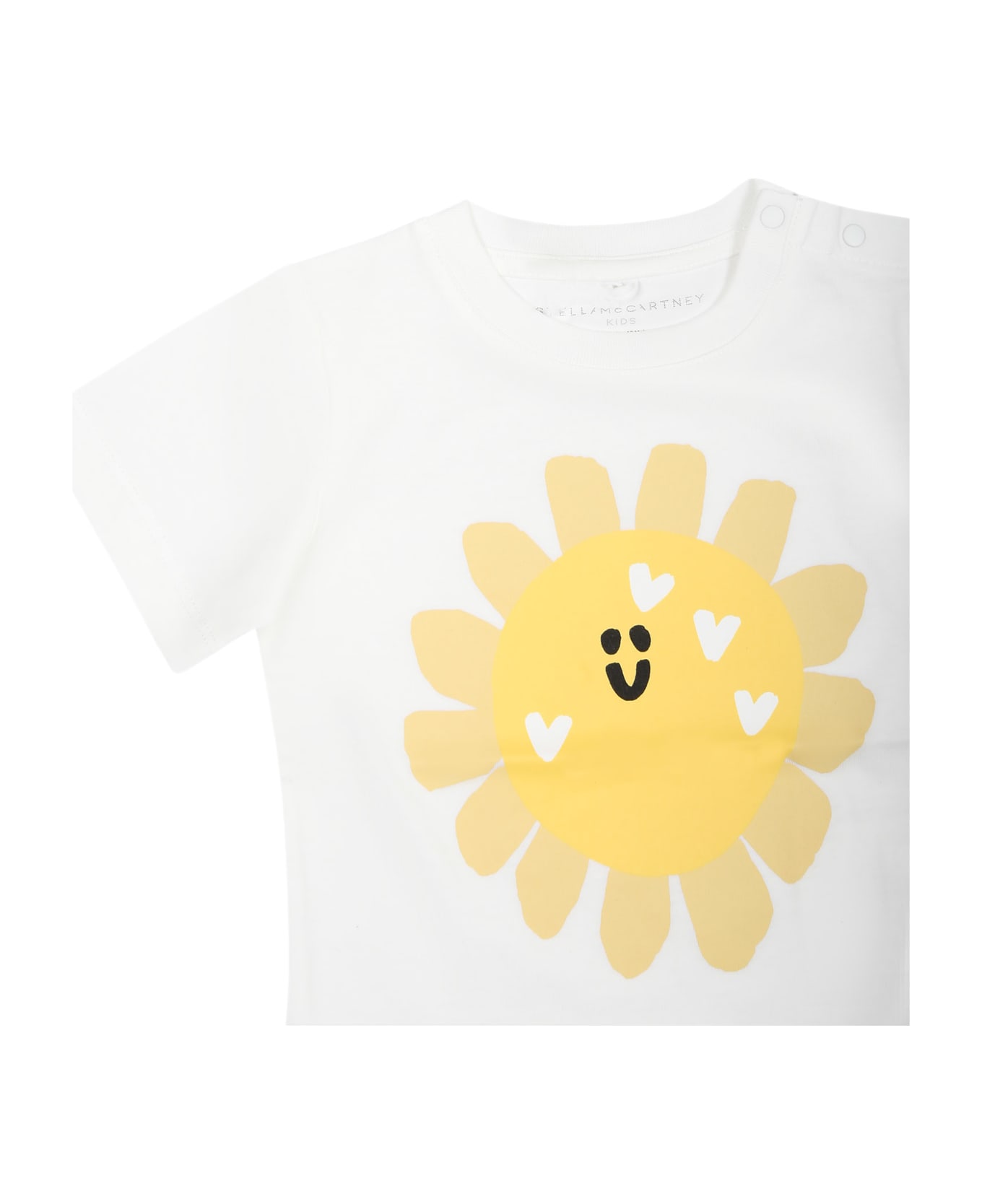 Stella McCartney Kids White T-shirt For Baby Girl With Sun - White