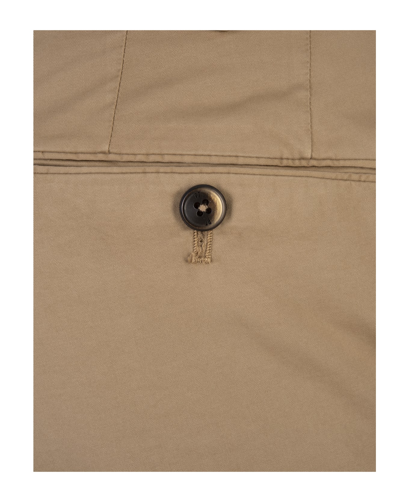 PT01 Dark Beige Stretch Cotton Classic Trousers - Brown