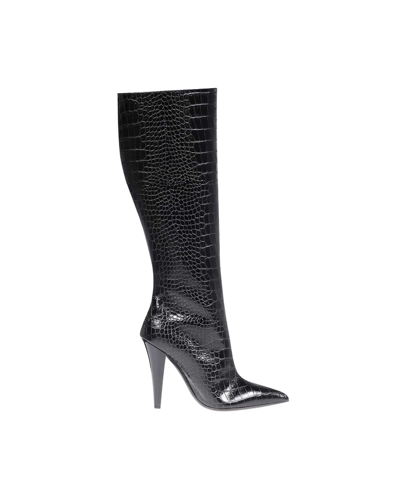 Tom Ford Croco-print Leather Boots - black