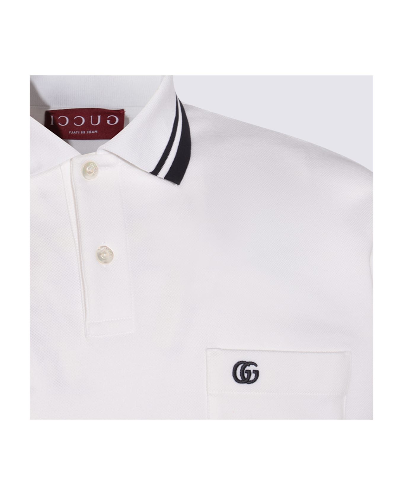 Gucci White Cotton Polo Shirt