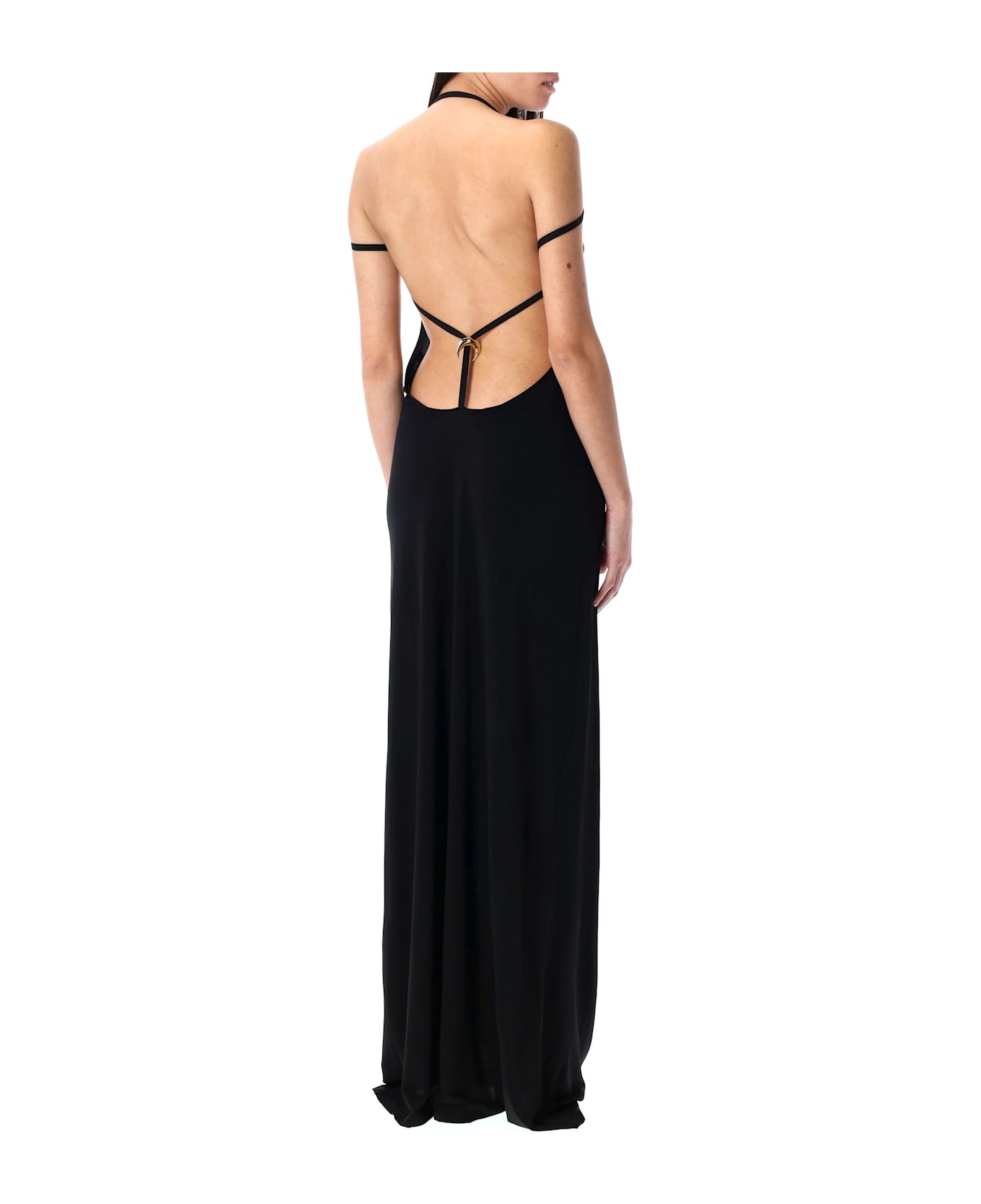 Marine Serre Draped Jersey Open Back Dress - BLACK