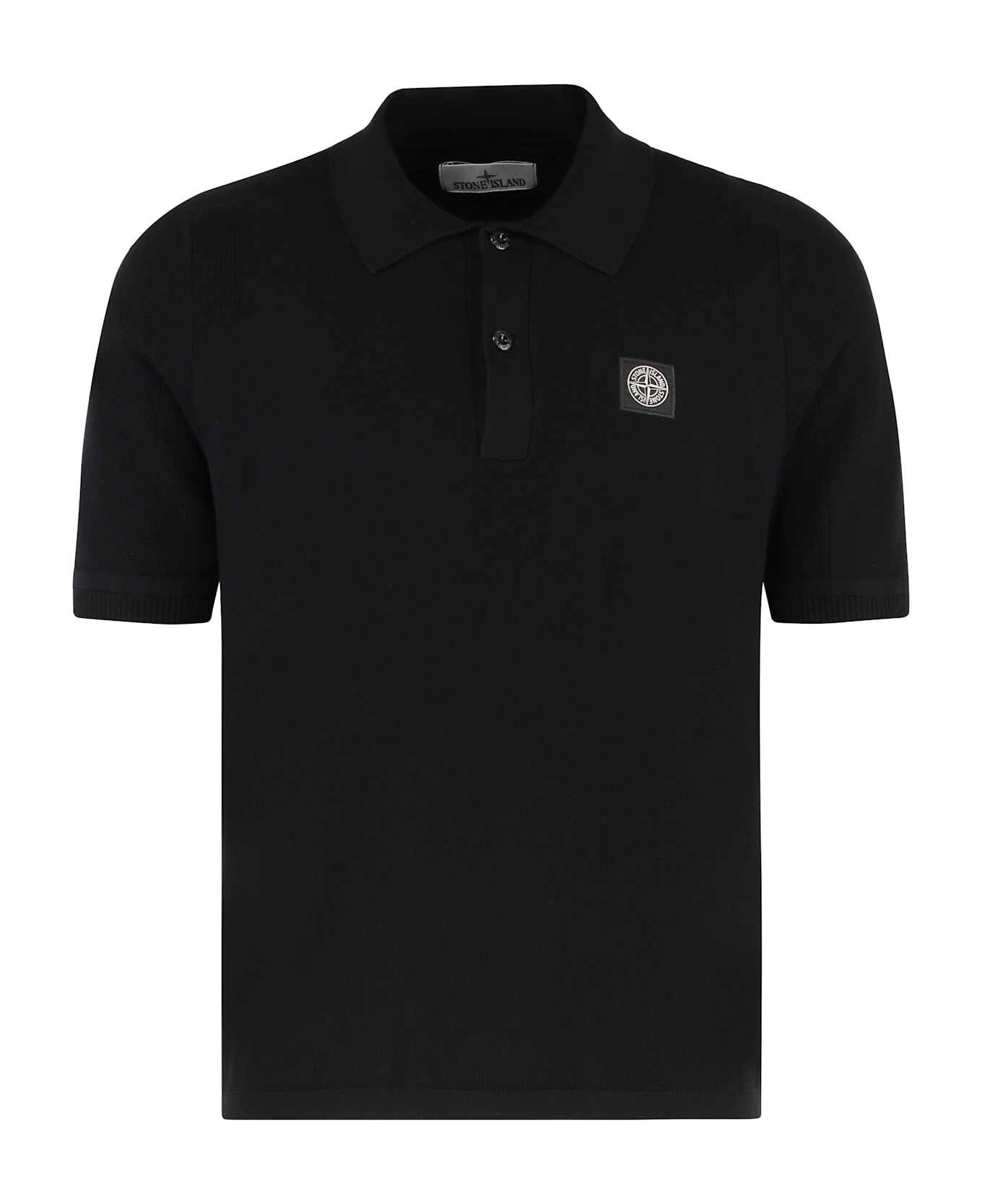 Stone Island Cotton-piqué Polo Shirt - black ポロシャツ