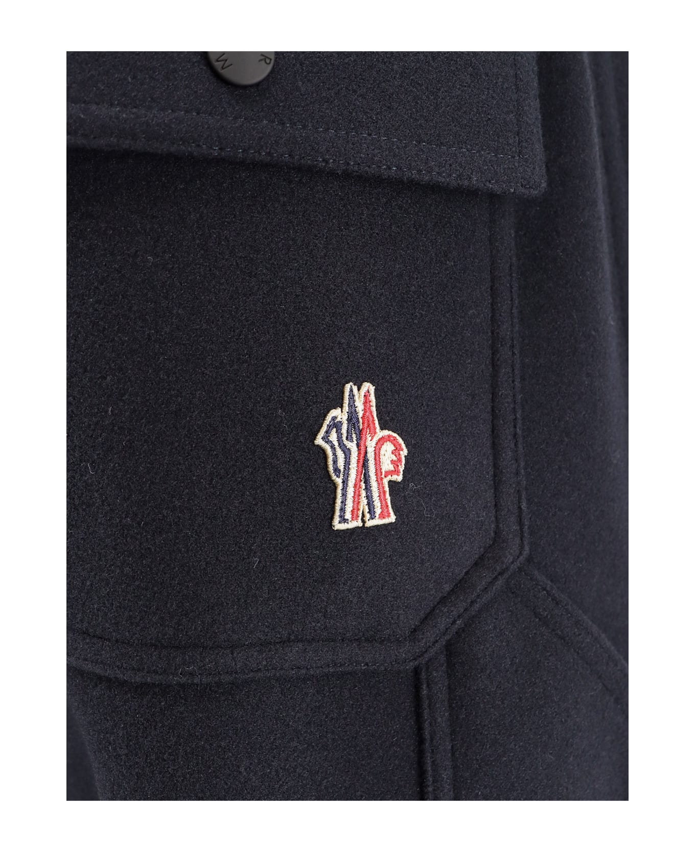 Moncler Grenoble Interlock Trousers With Embossed Logo - navy